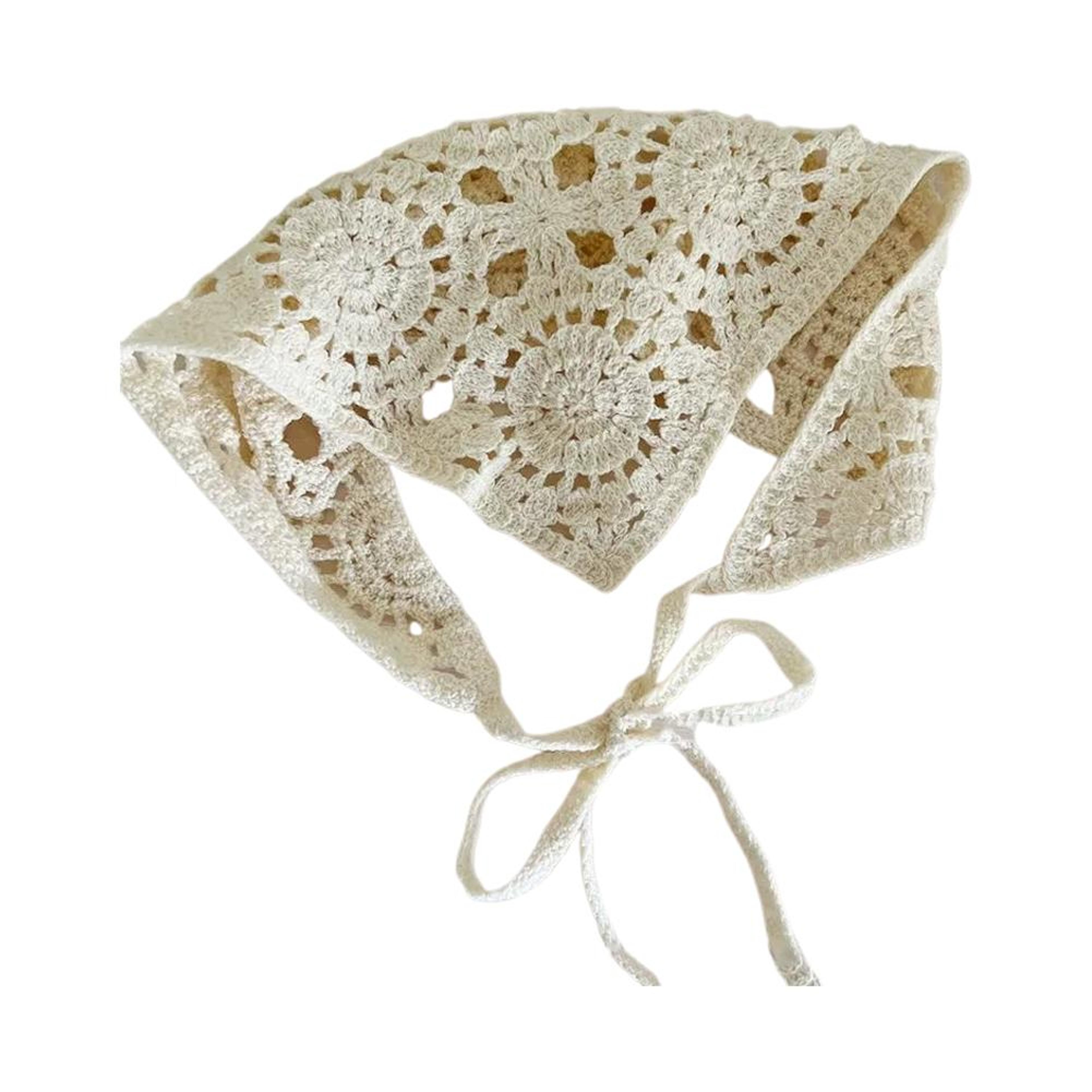 Retro Crochet Head Scarf Triangle Hair Scarf Bandana For Women  Girls 1