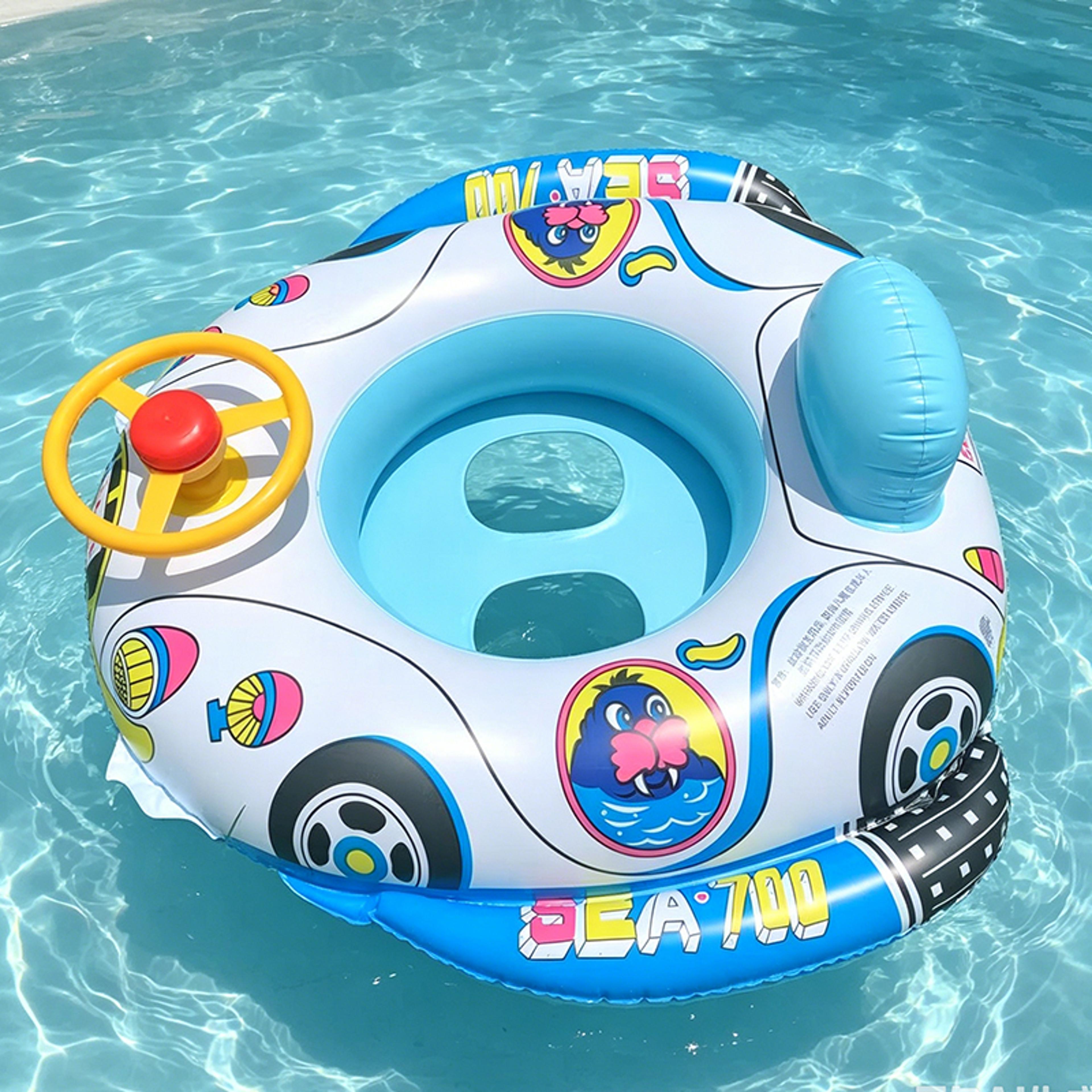 Toddler Pool Float Car  Airplane Inflatable Swim Ring With Handles For Kids Summer Water Fun 0