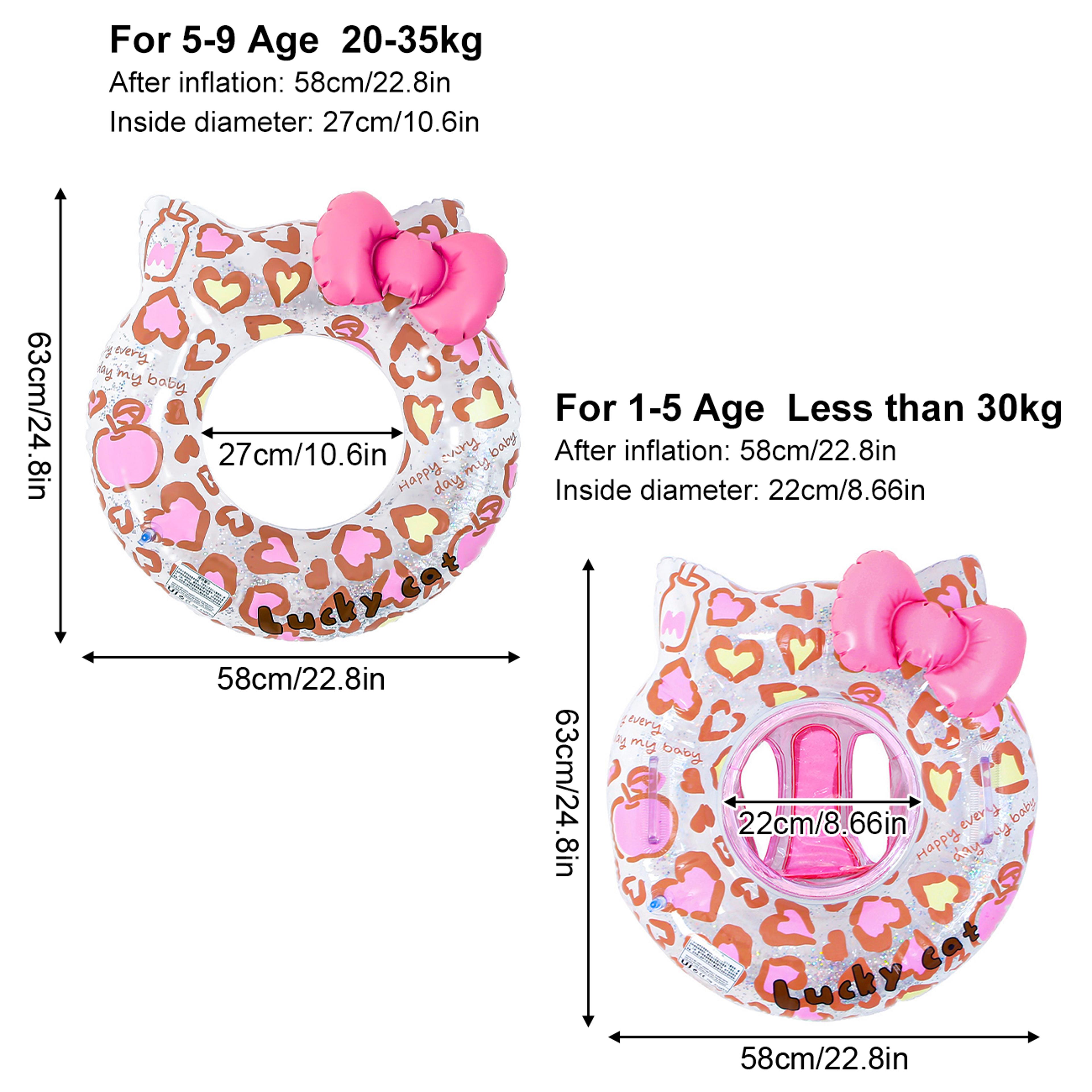 Transparent Cat Swim Ring Glitter Inflatable Pool Float With Bow Heart Design 3