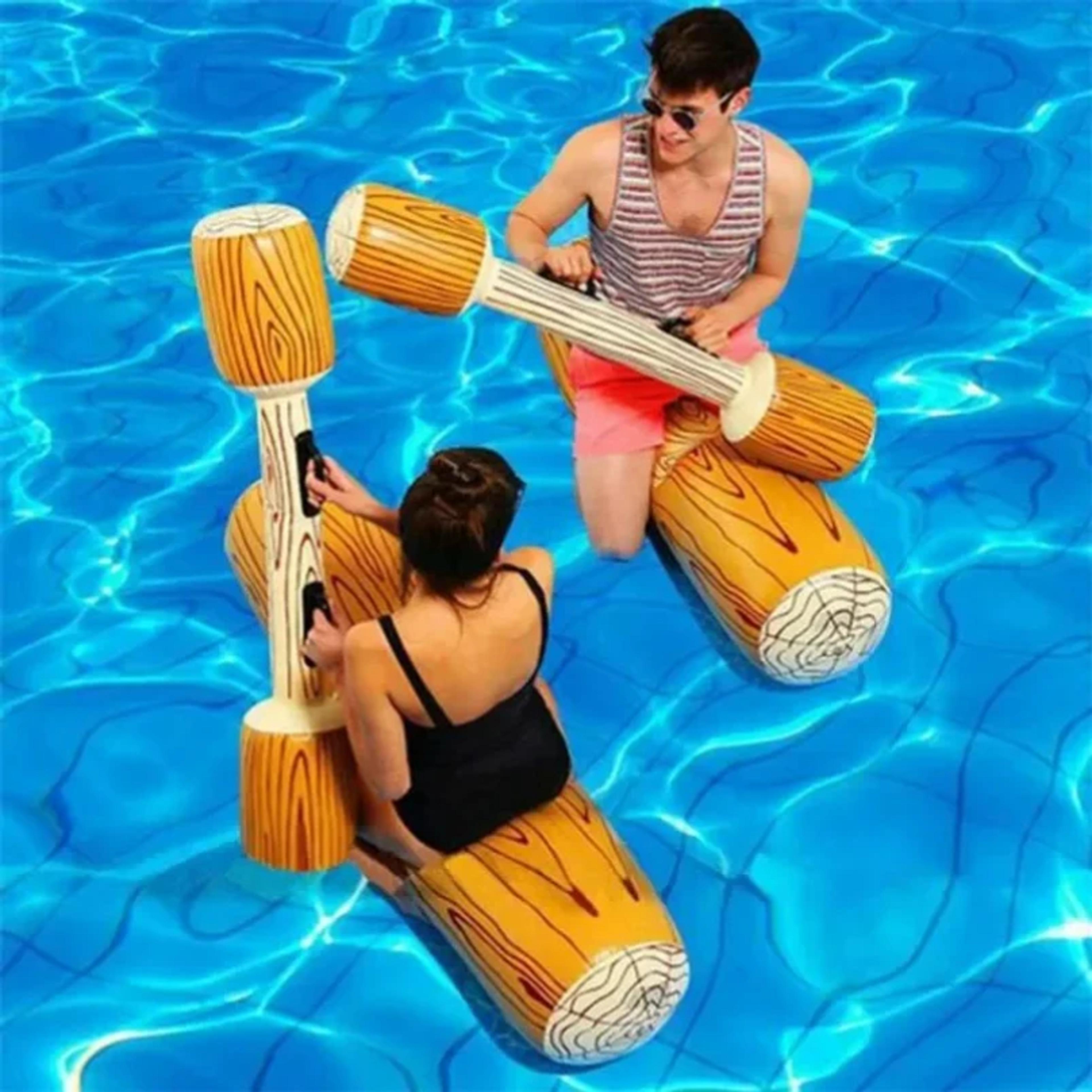 Inflatable Pool Game Swim Log Set Floating Battle Sticks For Beach  Pool Fun 0
