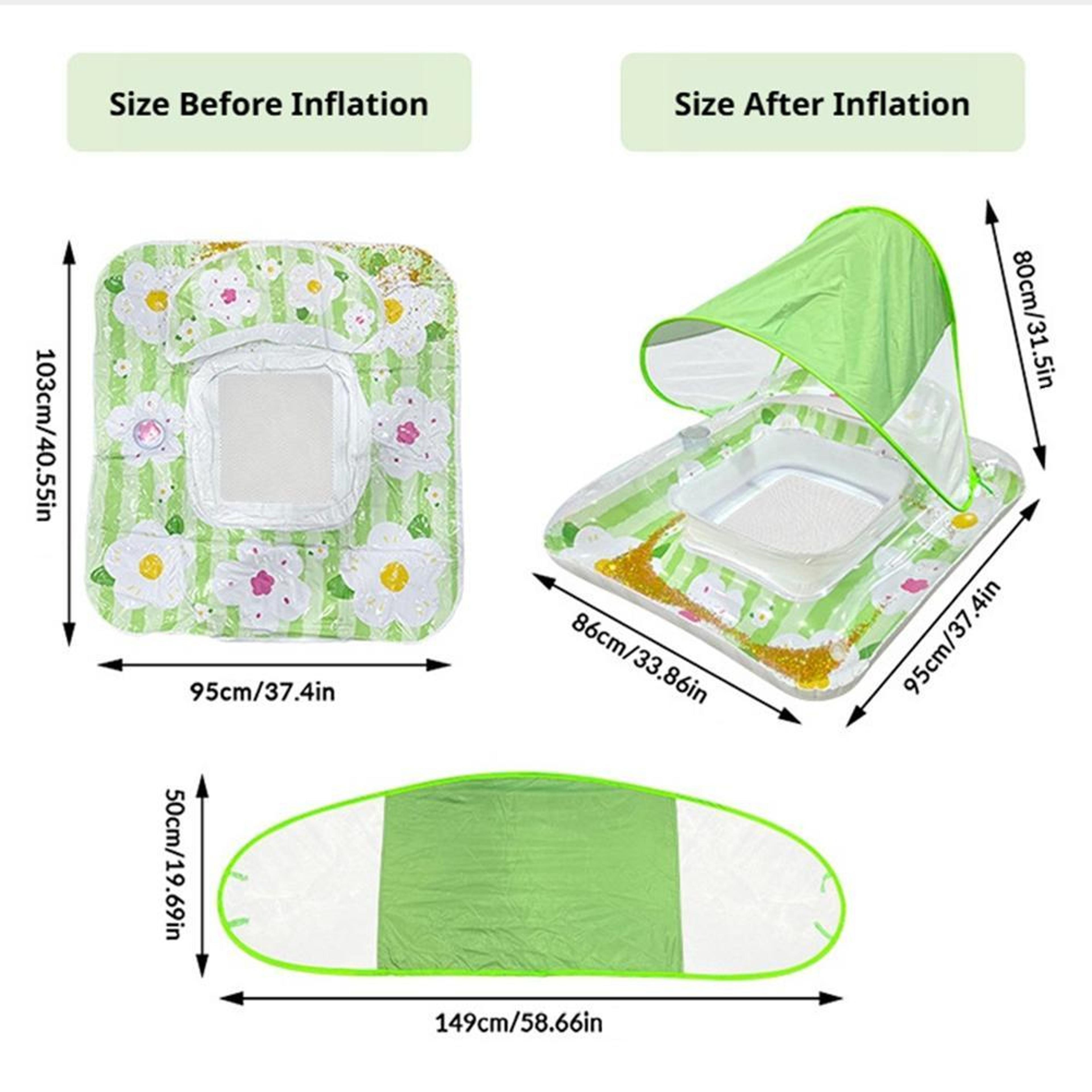 SunShade Inflatable Water Lounge Float With Canopy  Cup Holder For Pool Lake  Beach Relaxation 3