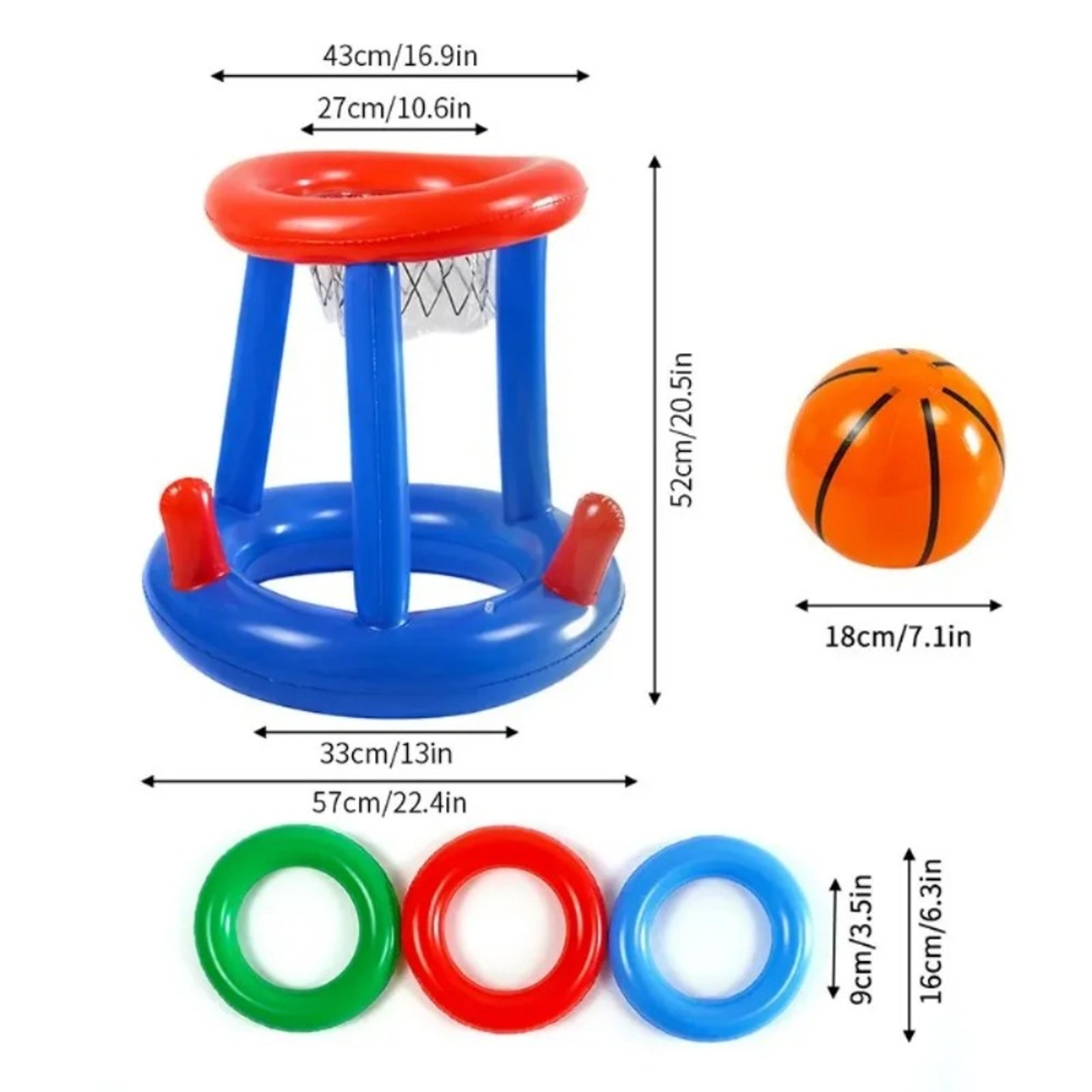 Inflatable Pool Game Set With Floating Basketball Hoop  Pool Ring Toss Game 2