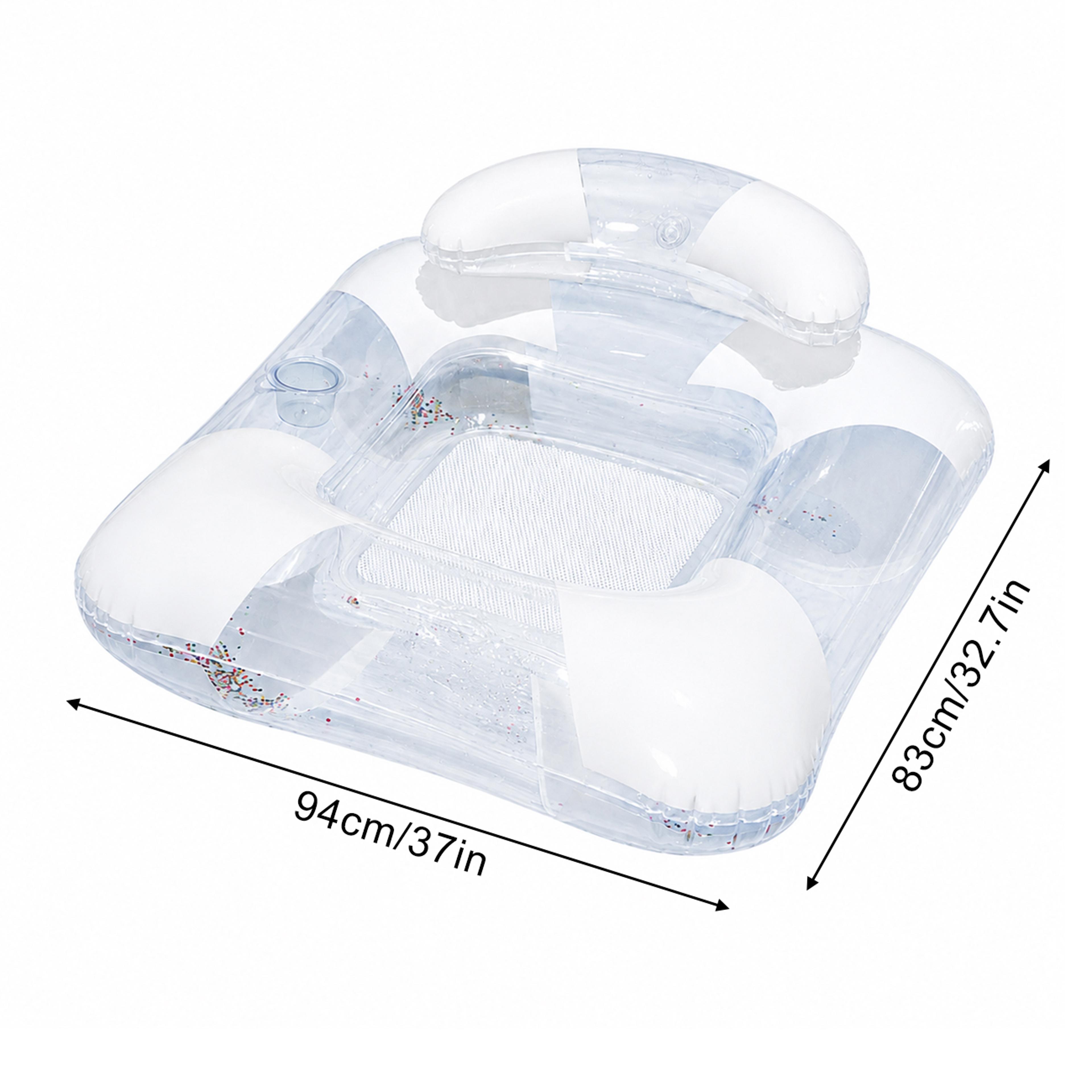 Transparent Inflatable Pool Float Lounge Chair With Cup Holder  Mesh Seat For Pool And Beach Relaxa 4