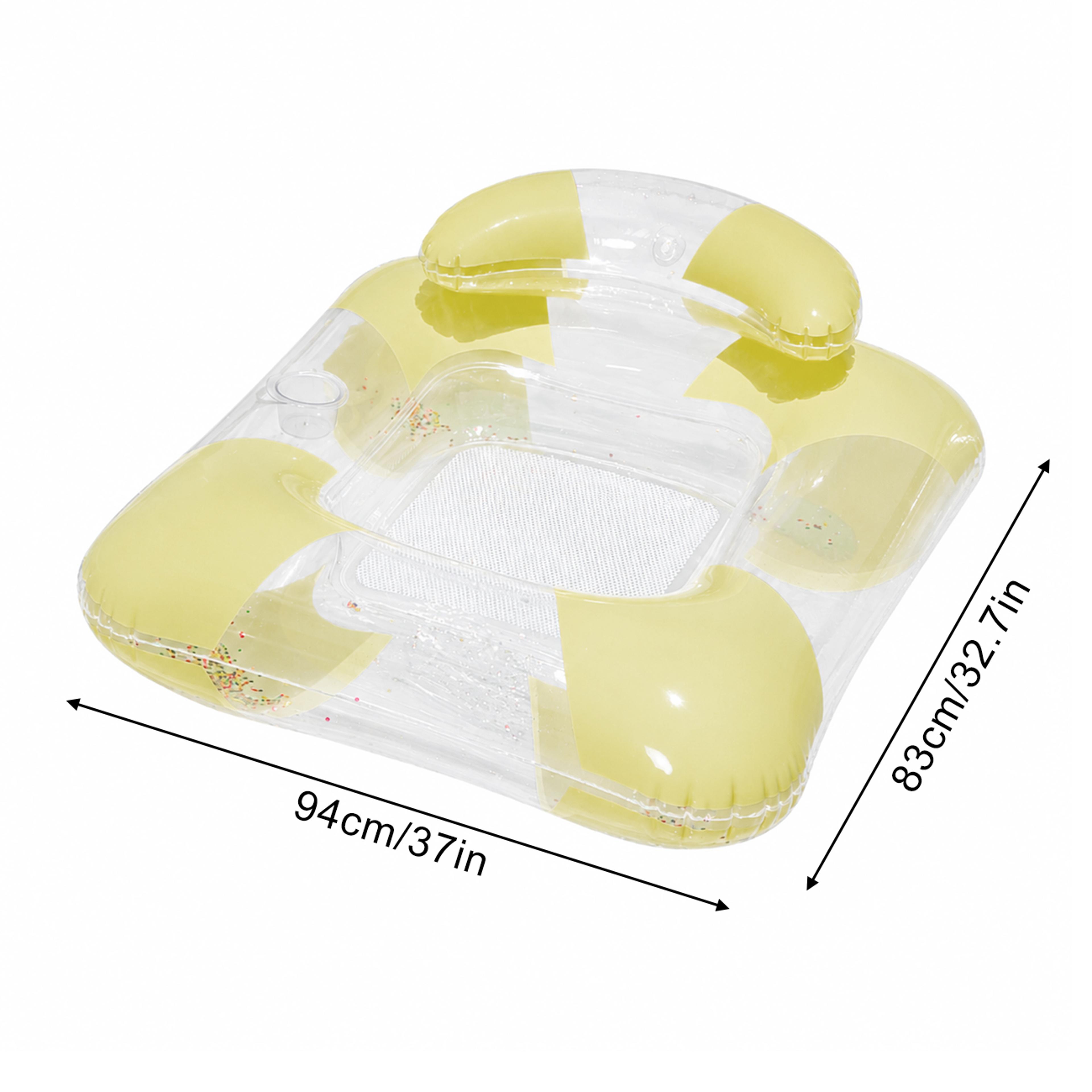 Transparent Inflatable Pool Float Lounge Chair With Cup Holder  Mesh Seat For Pool And Beach Relaxa 5