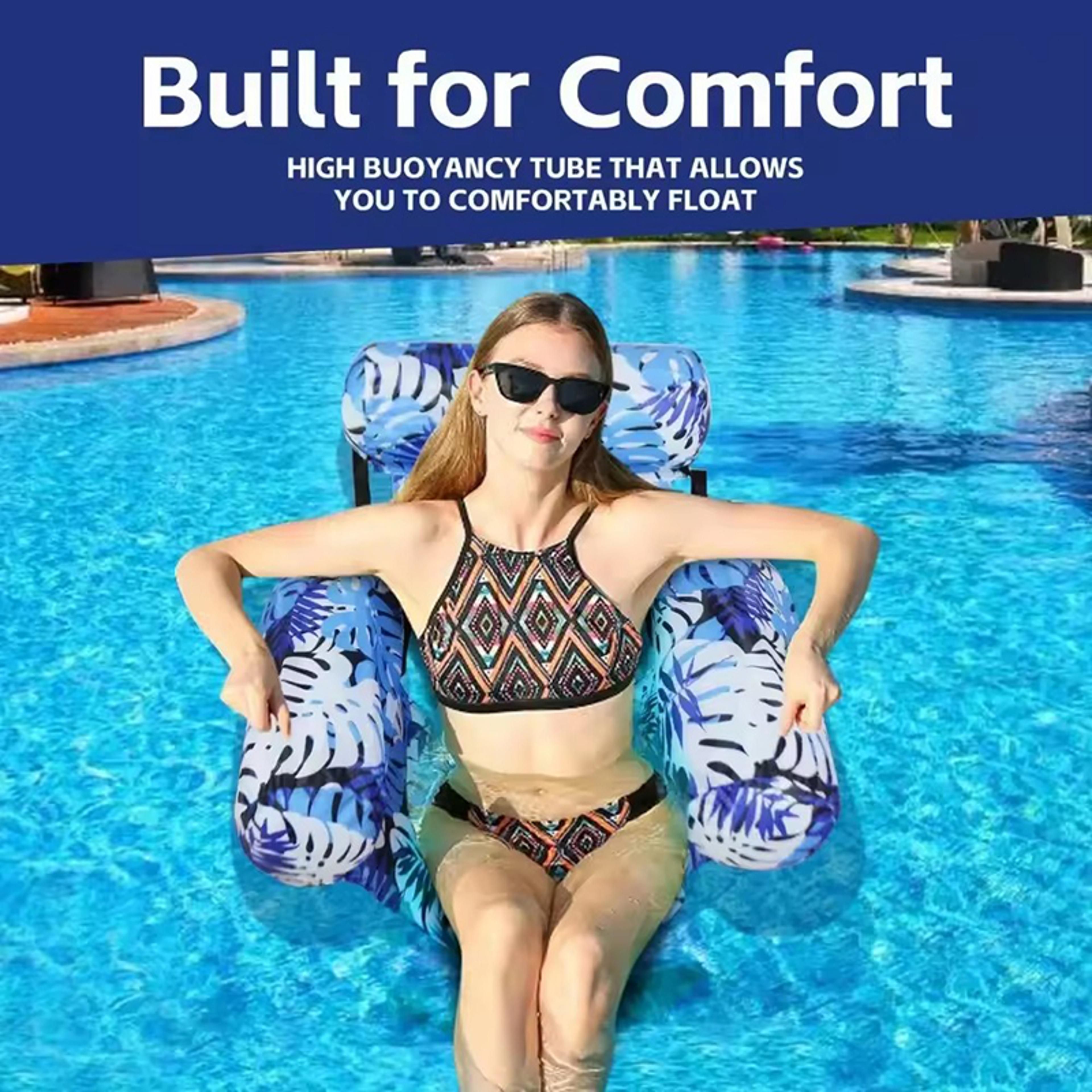 Inflatable Pool Hammock Float Chair Foldable Adult Pool Float  Floating Water Lounge Recliner 0