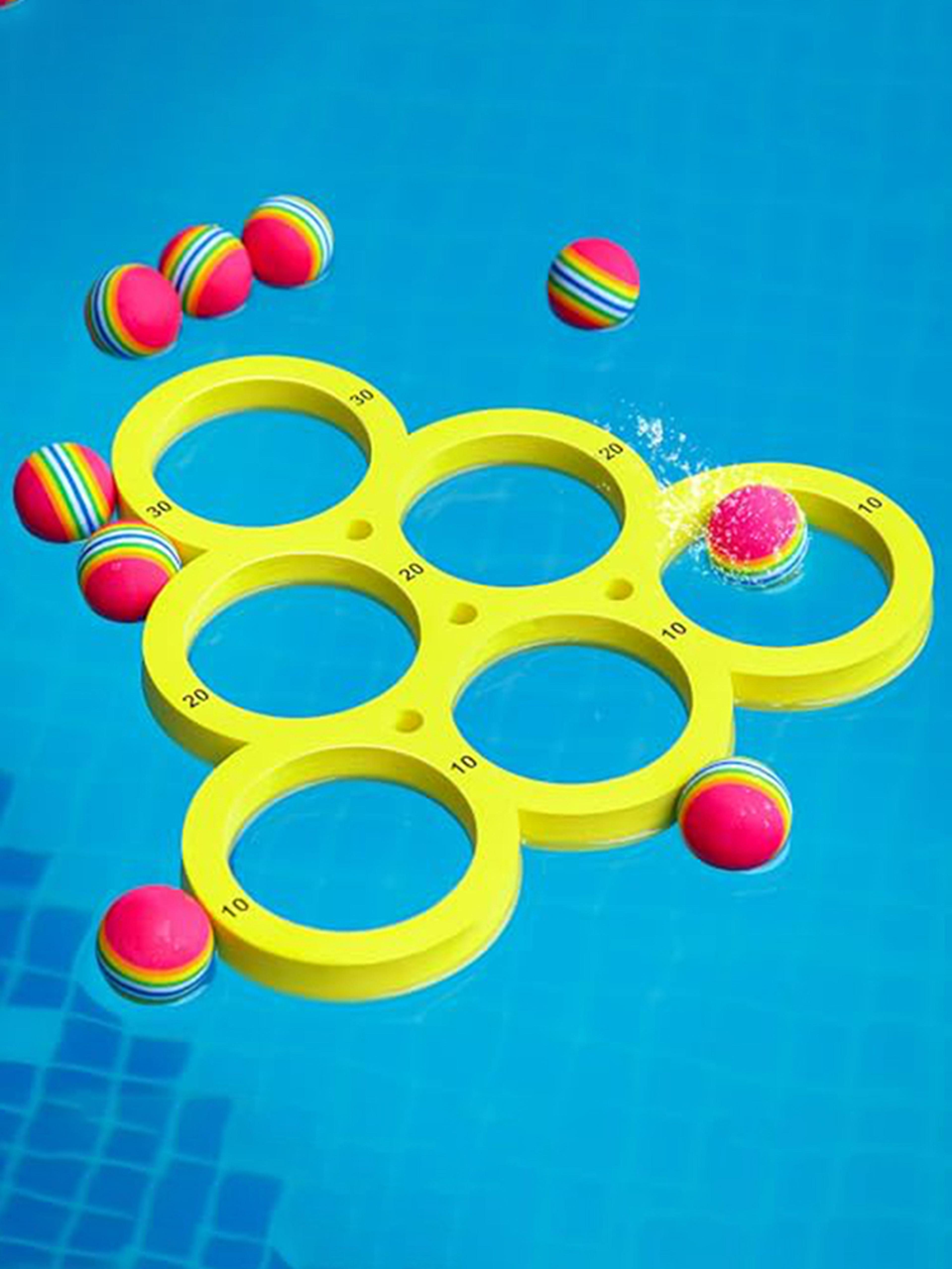 Family Pool Toss Game Set With Floating Balls Interactive Floating Pool Toys For Summer Fun 1