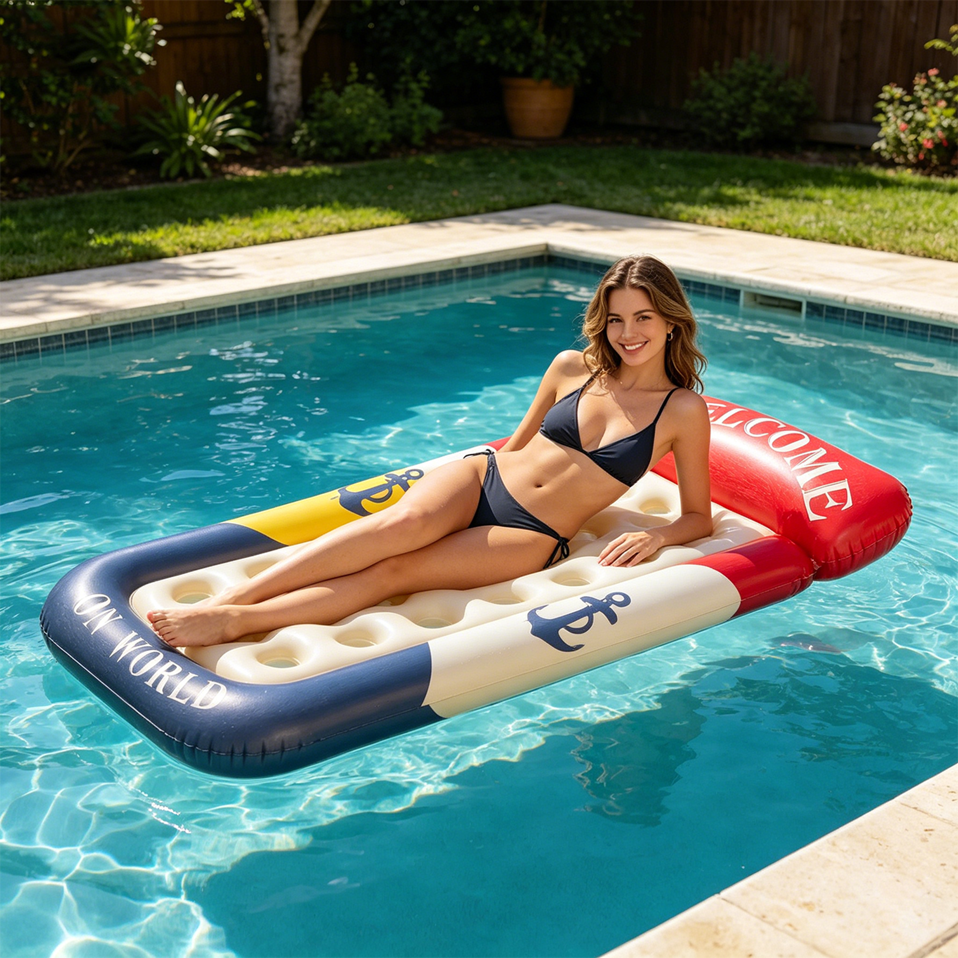 ComfortFloat Inflatable Pool Lounger Floating Lounge Chair For Pool Beach  Lake 0