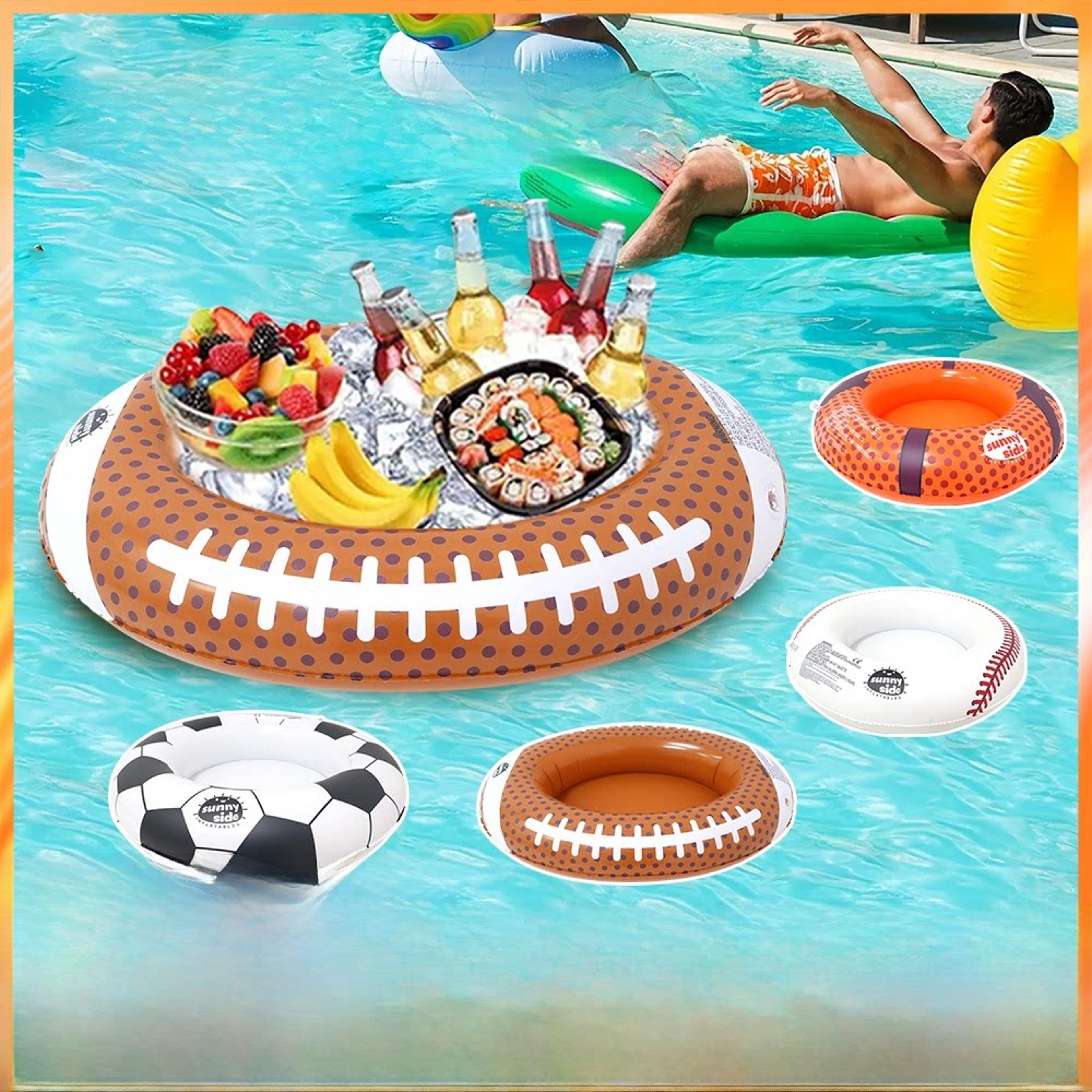 Inflatable Floating Tray With Cup Holders Pool Drink Holder For Pool Parties Beach  Hot Tub 0