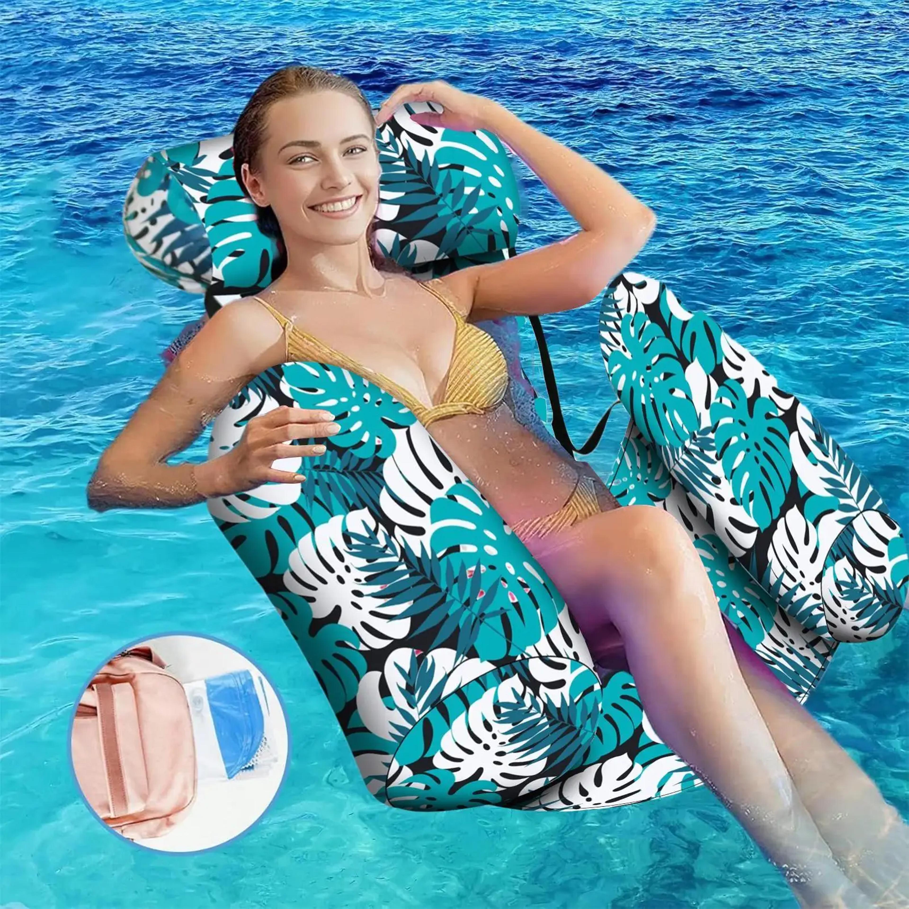 Portable Pool Float Chair Foldable Inflatable Pool Lounger For Adults Beach  Lake Relaxation 0