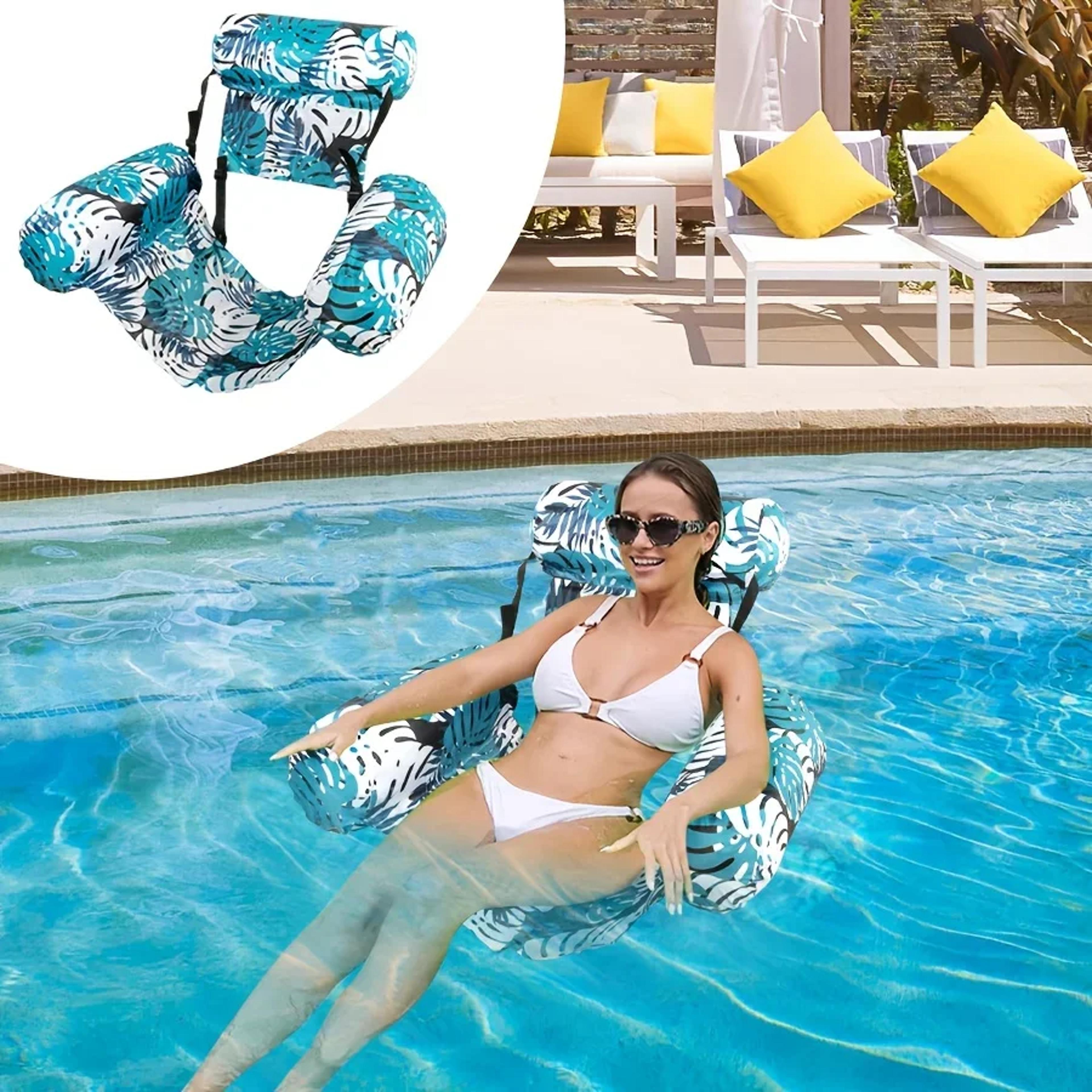 Portable Pool Float Chair Foldable Inflatable Pool Lounger For Adults Beach  Lake Relaxation 1