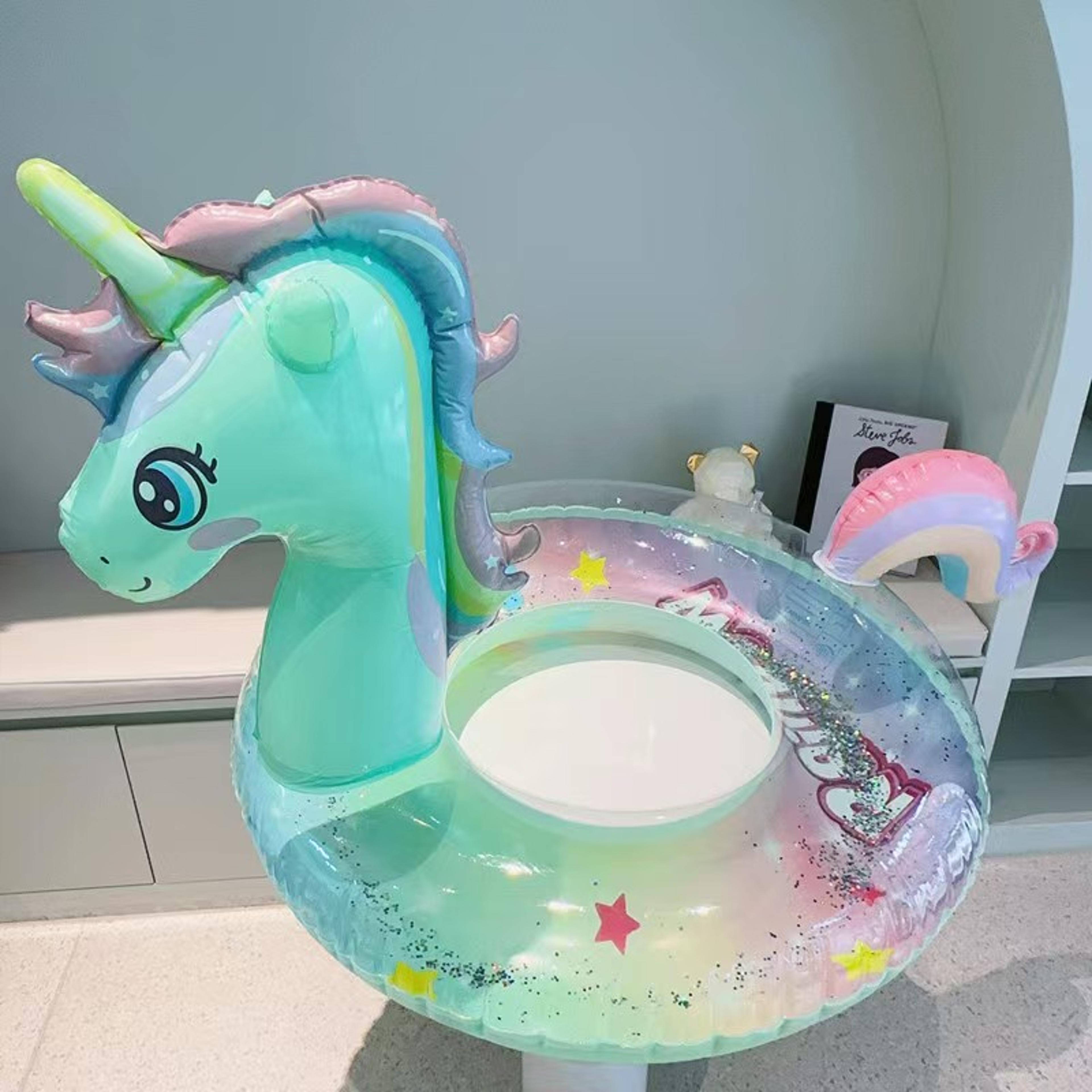 Rainbow Unicorn Swim Ring Inflatable Pool Float For Kids  Adults Family Water Fun 1