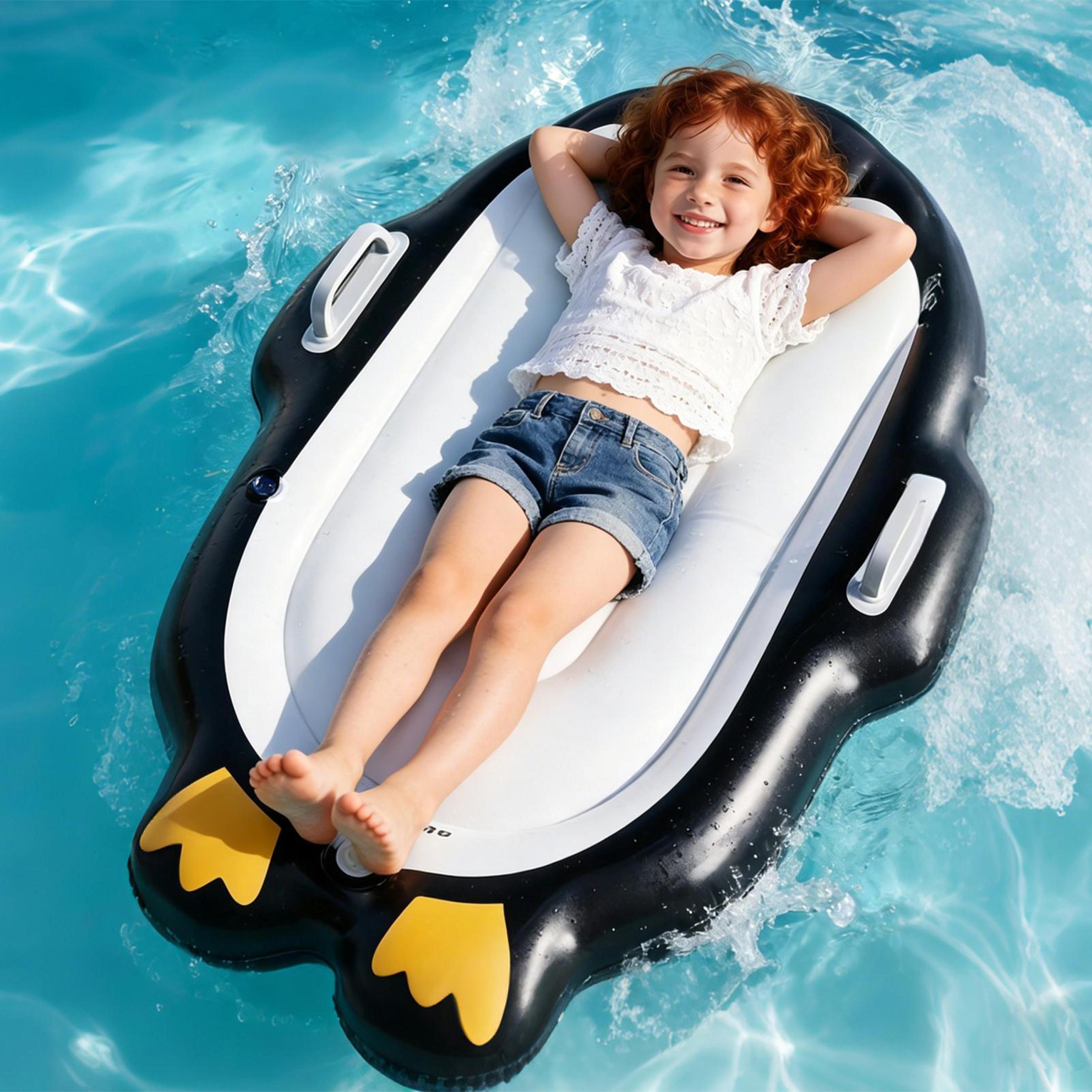 Penguin Kids Inflatable Surfboard Pool Float For Beach Lake  Backyard Water Fun 2