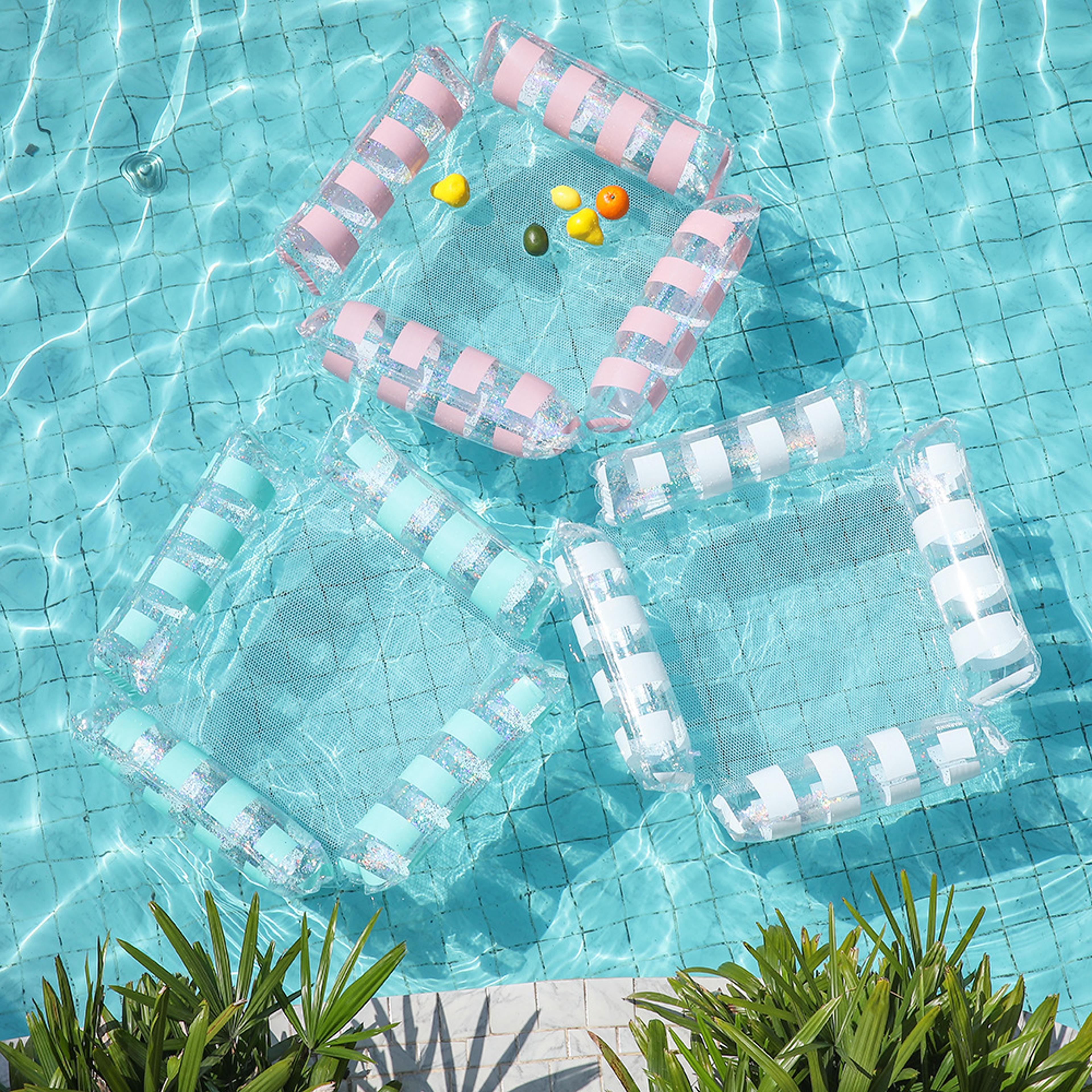 Foldable Inflatable Water Hammock Pool Float Lounge Chair With Backrest For Pool  Beach Relaxation 0