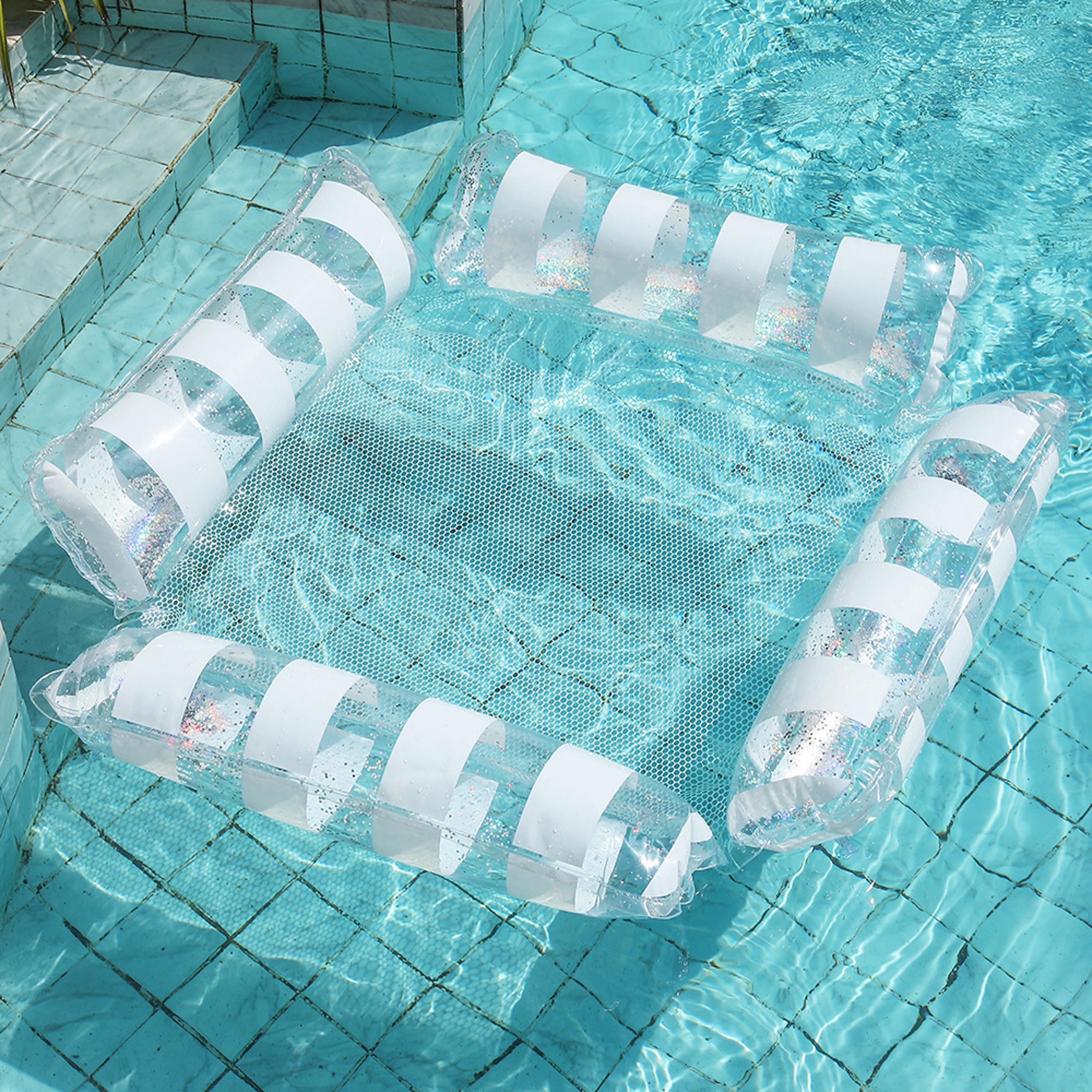 Foldable Inflatable Water Hammock Pool Float Lounge Chair With Backrest For Pool  Beach Relaxation 4
