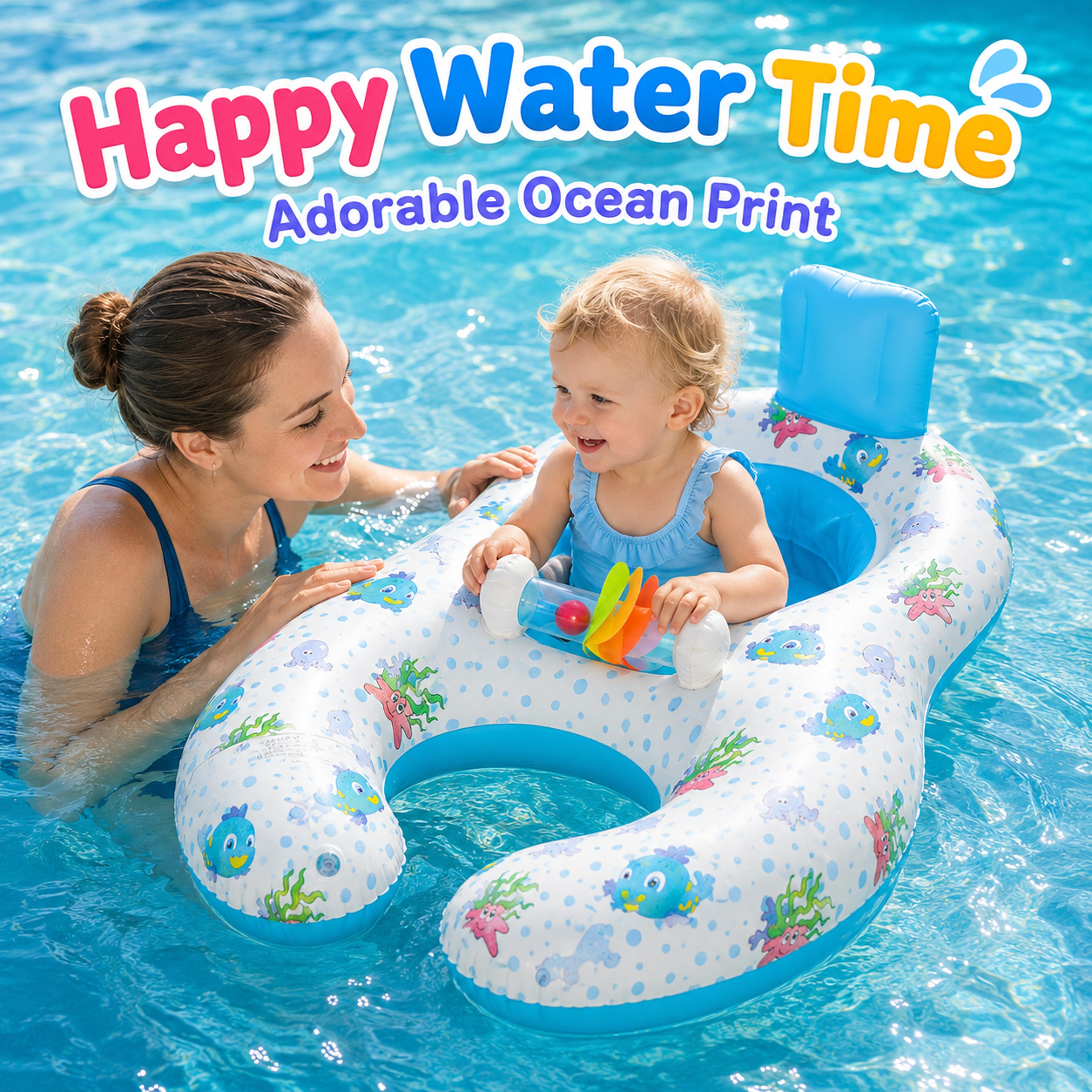 Parent  Baby Pool Float With Backrest Inflatable Baby Swim Seat For Pool  Beach Fun 1
