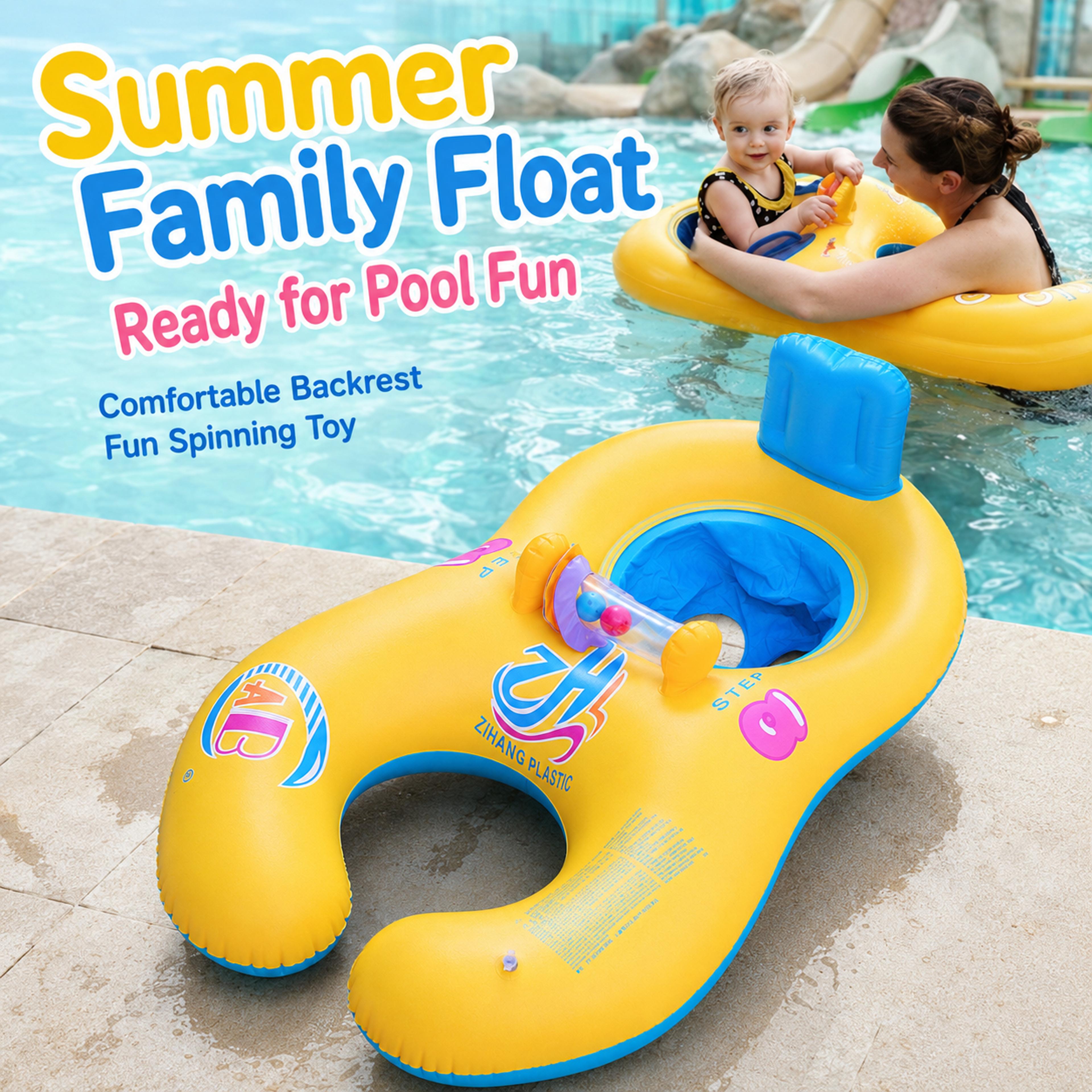 Parent  Baby Pool Float With Backrest Inflatable Baby Swim Seat For Pool  Beach Fun 2