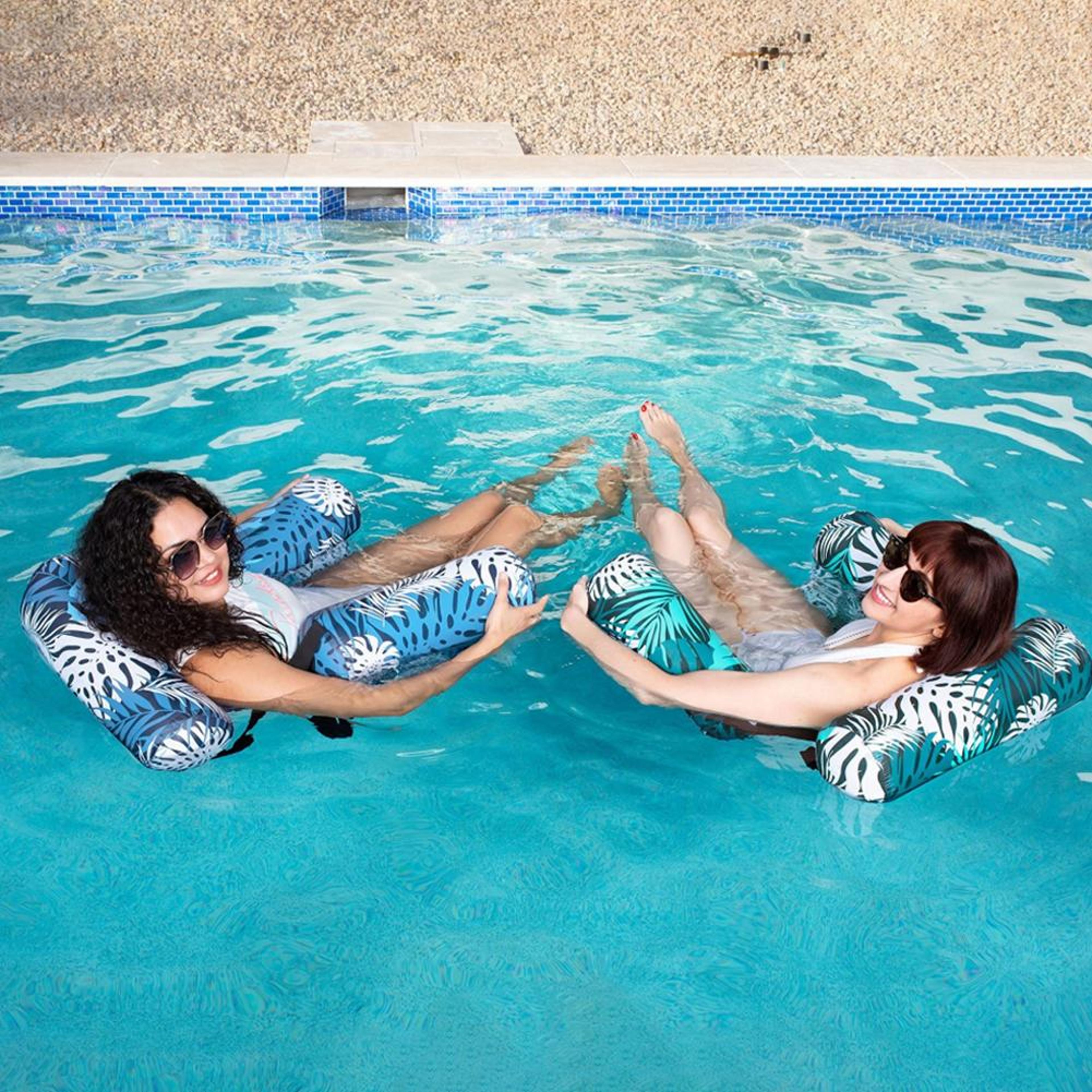 Inflatable Pool Float Chair With Backrest Foldable Pool Float Seat For Pool Beach And Lake Relaxati 2