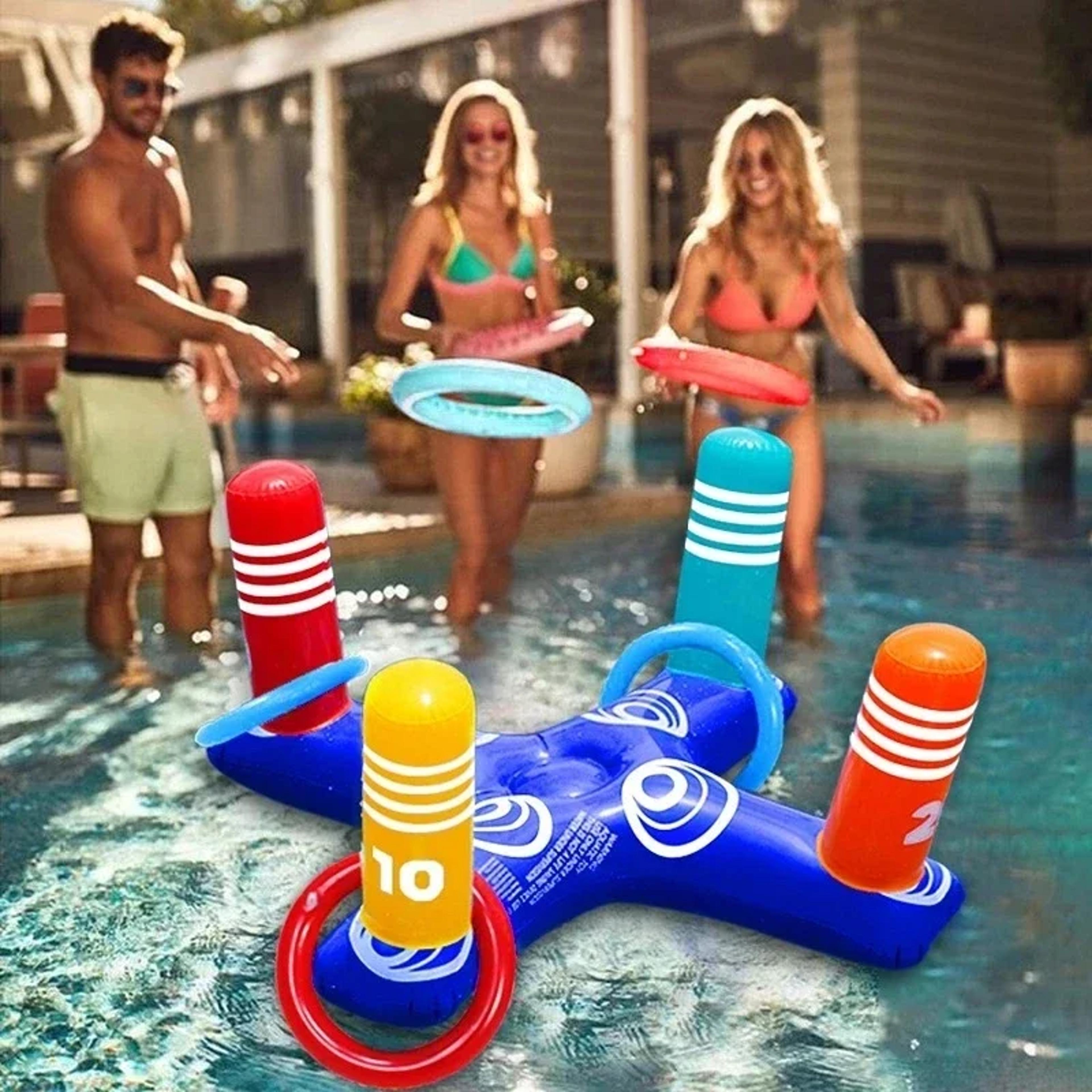 Inflatable Pool Ring Toss Game With Floating Rings For Kids  Adults Pool Party Fun 2