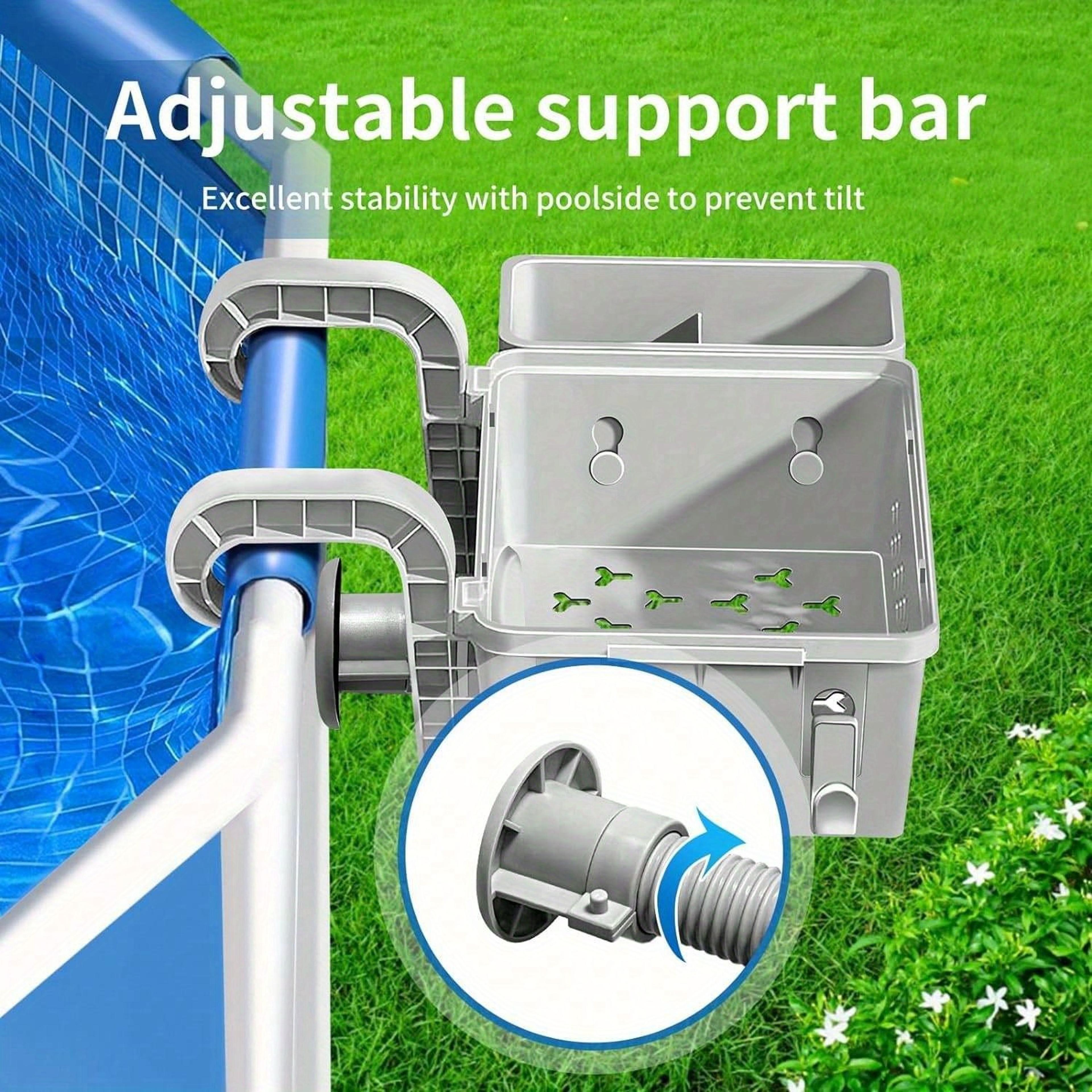 Adjustable Pool Side Organizer With Cup Holder  Towel Hooks For Above Ground Pools 1