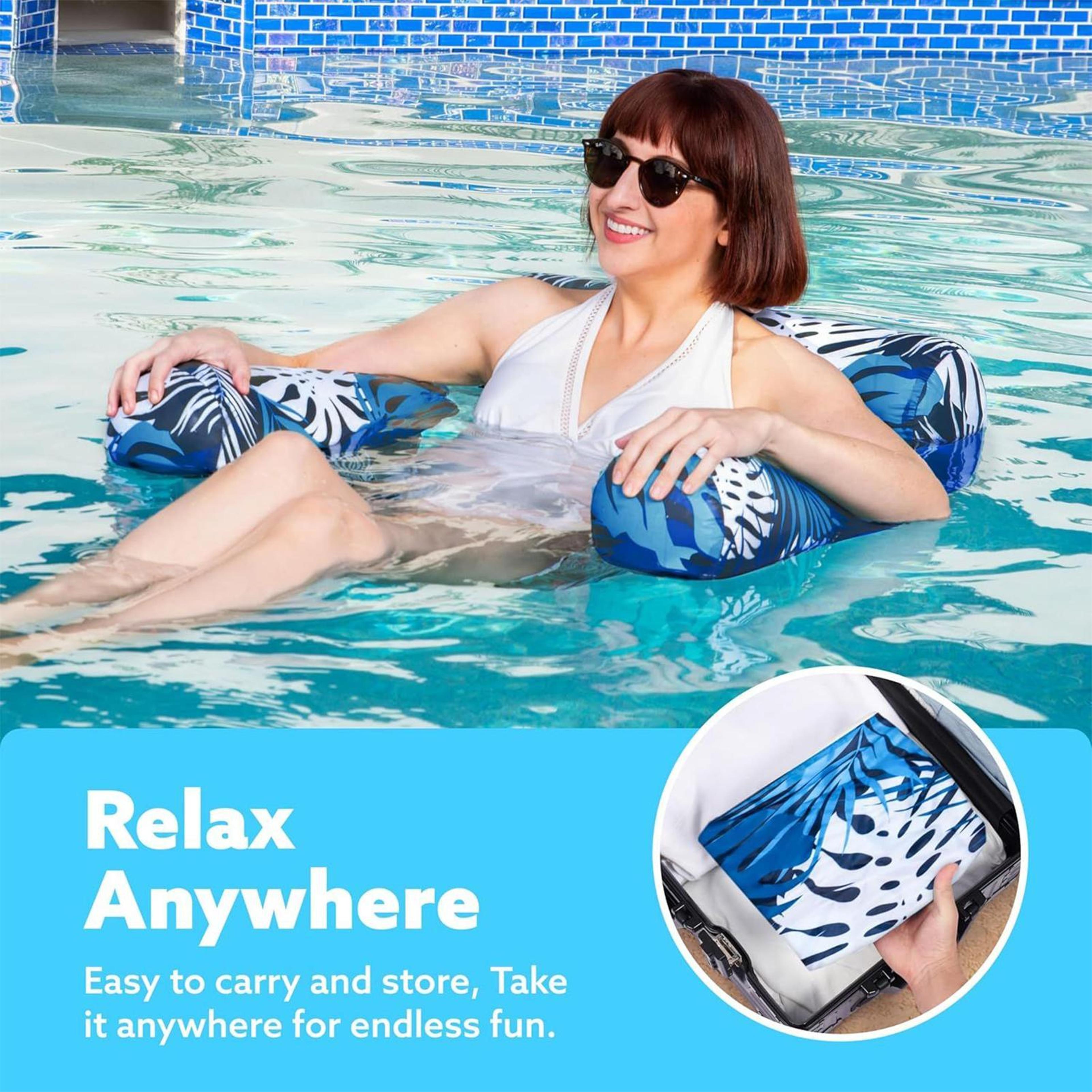 Inflatable Pool Hammock Chair Foldable Pool Float For Adults With Floating Water Lounge Recliner 3