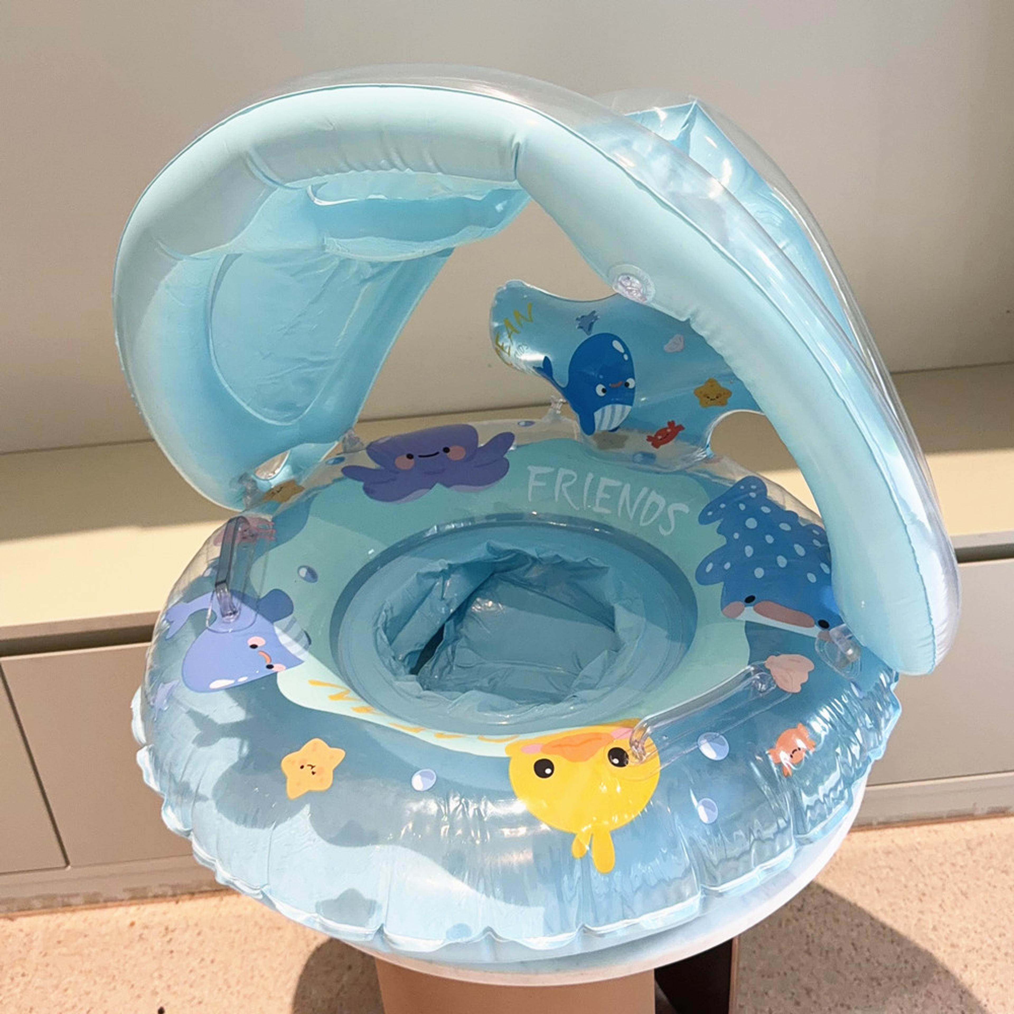SunShield Inflatable Pool Float With Detachable Canopy Portable Pool Float With Sunshade Swim Tube 1