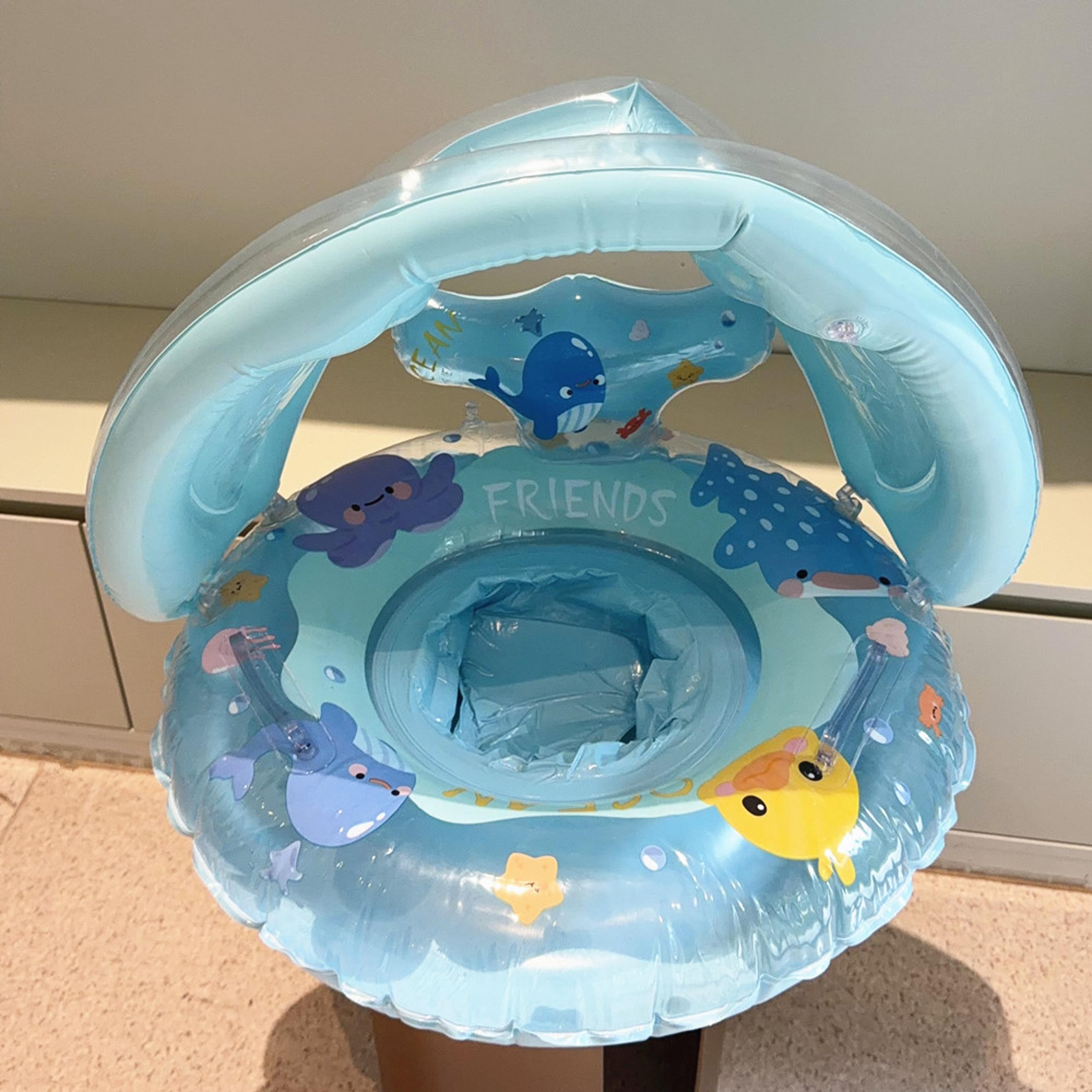 SunShield Inflatable Pool Float With Detachable Canopy Portable Pool Float With Sunshade Swim Tube 3