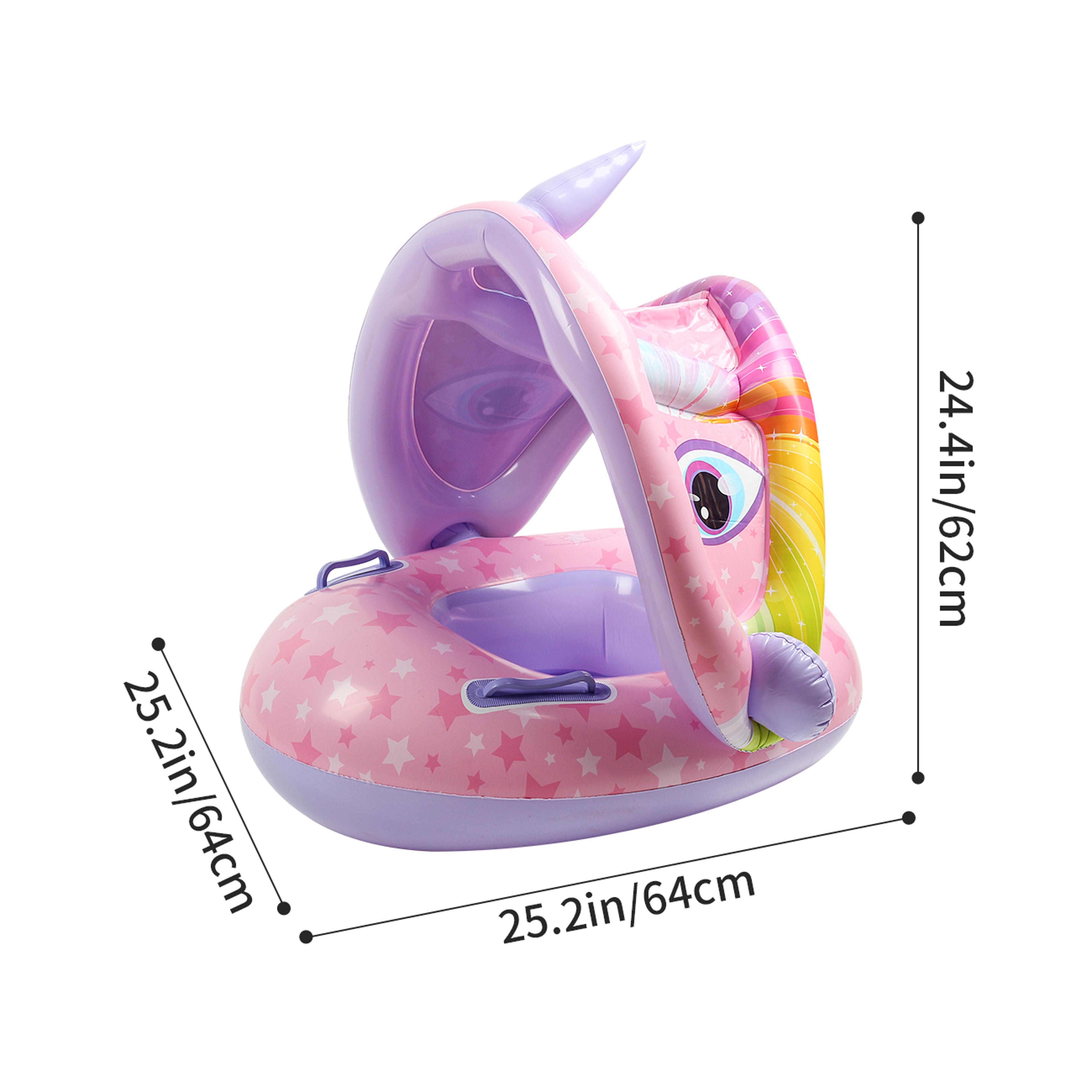Baby Pool Float With Canopy Sun Protection Inflatable Pool Float With Safety Seat 3