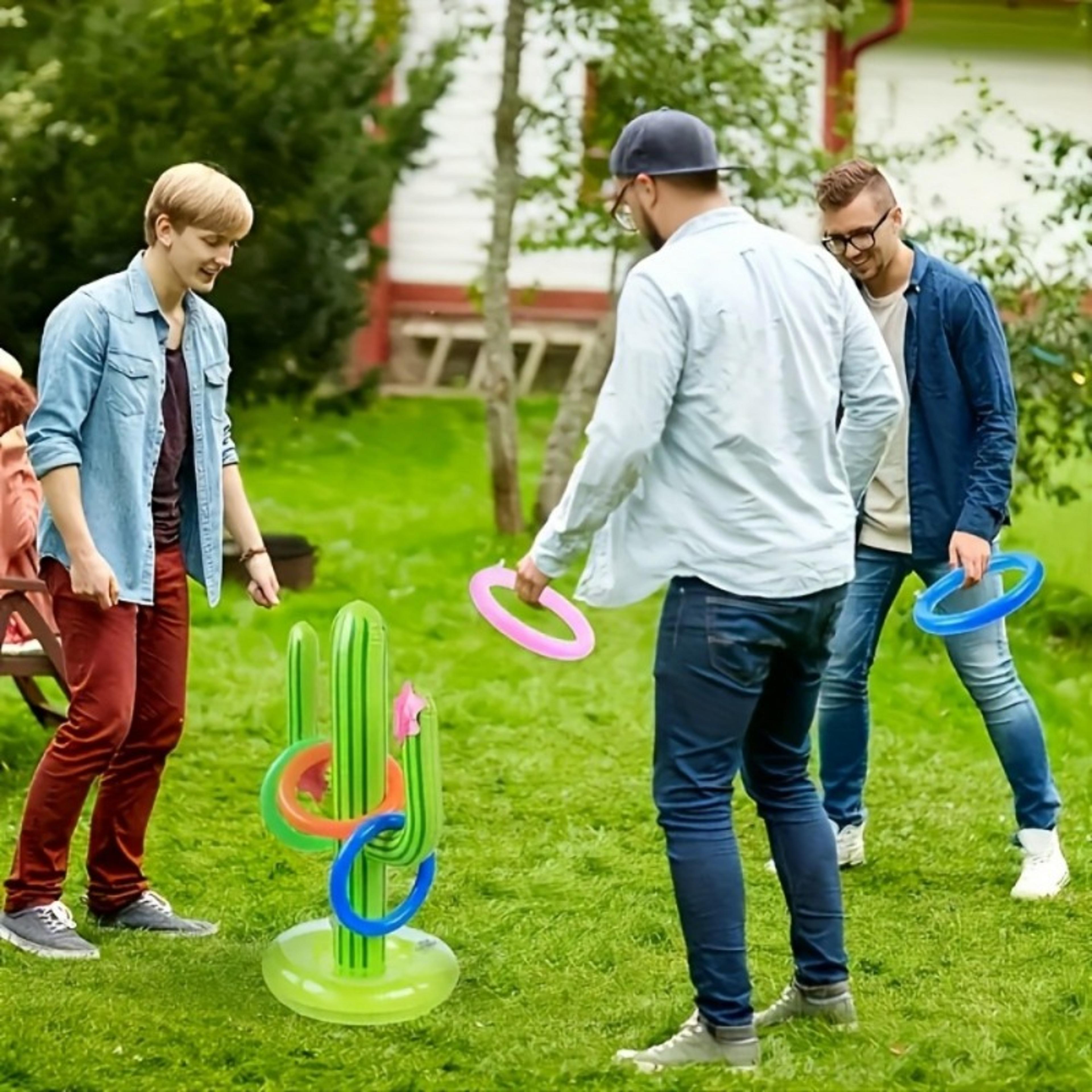 Inflatable Ring Toss Game Cactus Set Floating Pool Party Games For Summer Beach  Family Fun 4
