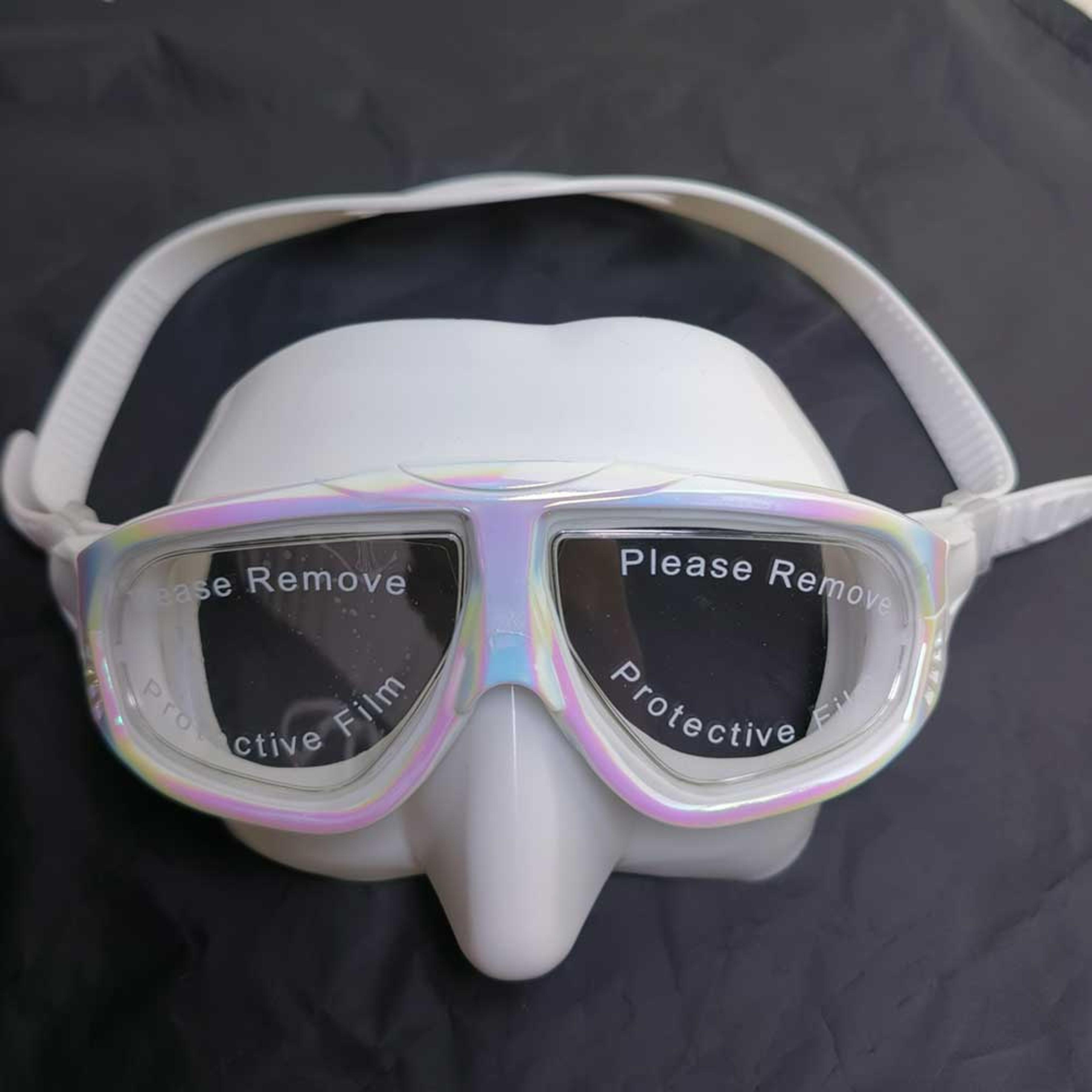 Iridescent Freediving Mask With Tempered Glass Lens  Soft Silicone Low Volume Design 1