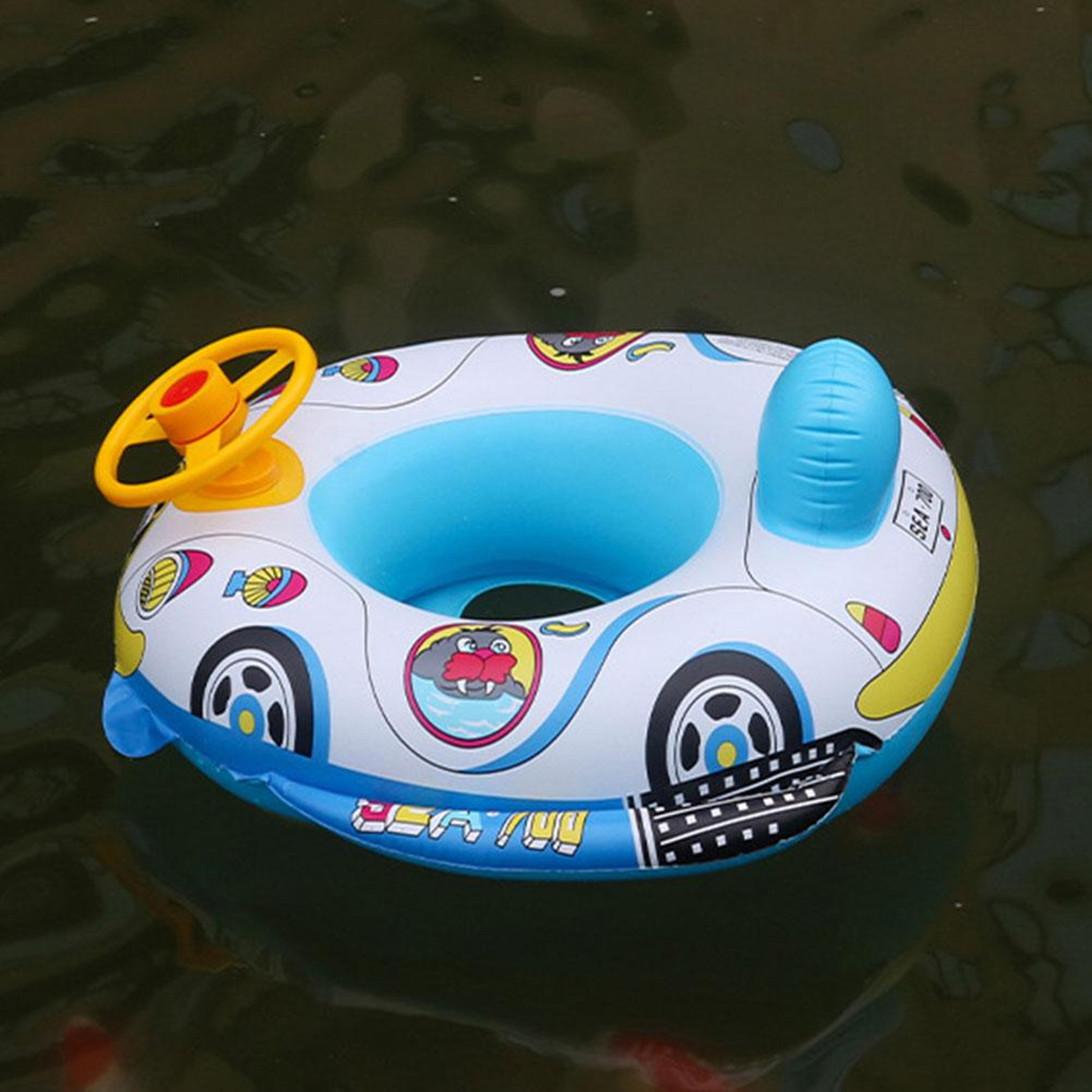 Cute Car Baby Pool Float With Safety Seat  Handles Inflatable Toddler Swim Float For Summer Fun 1