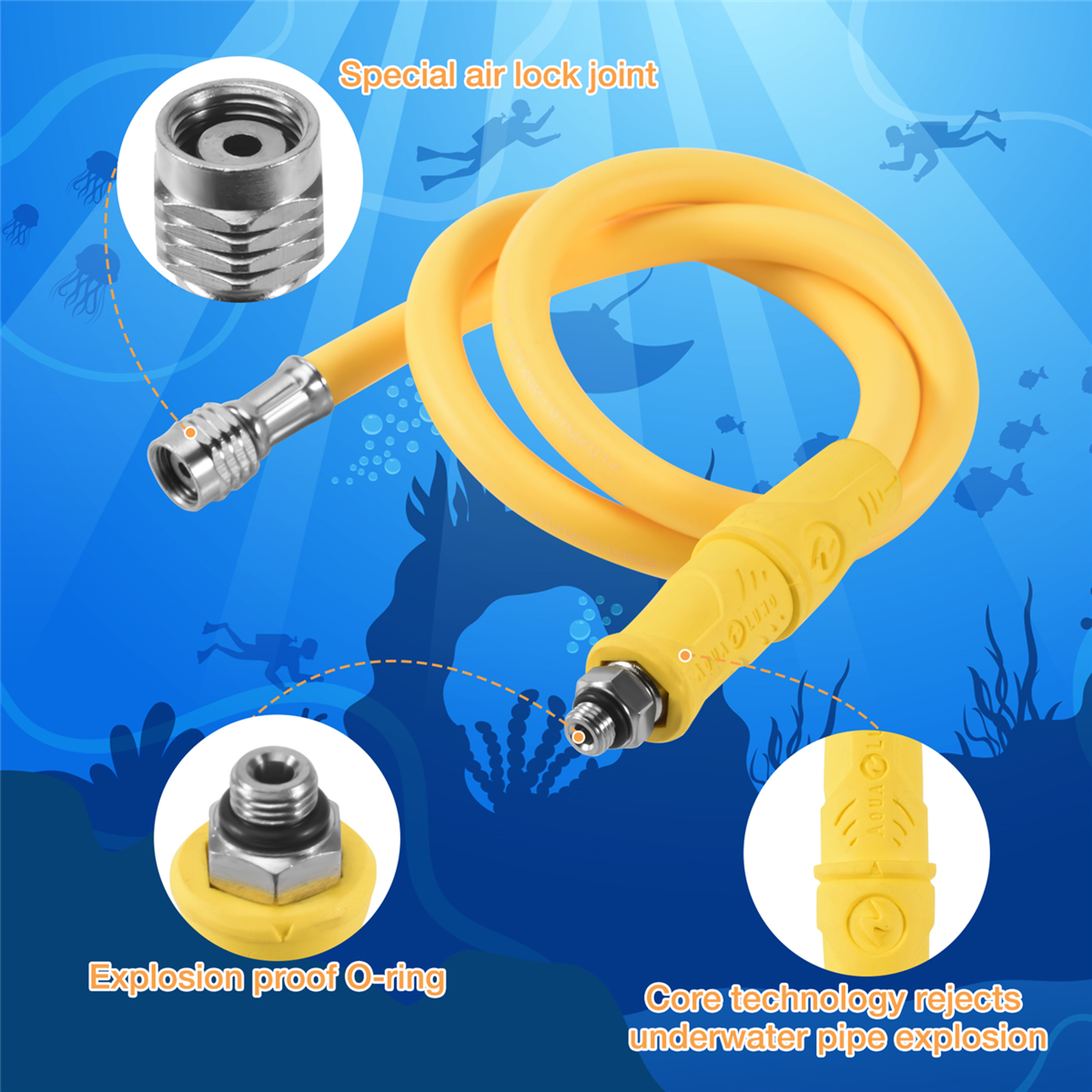 Durable Scuba Diving BCD Hose Medium Pressure Scuba Regulator Hose For BCD Inflators 3
