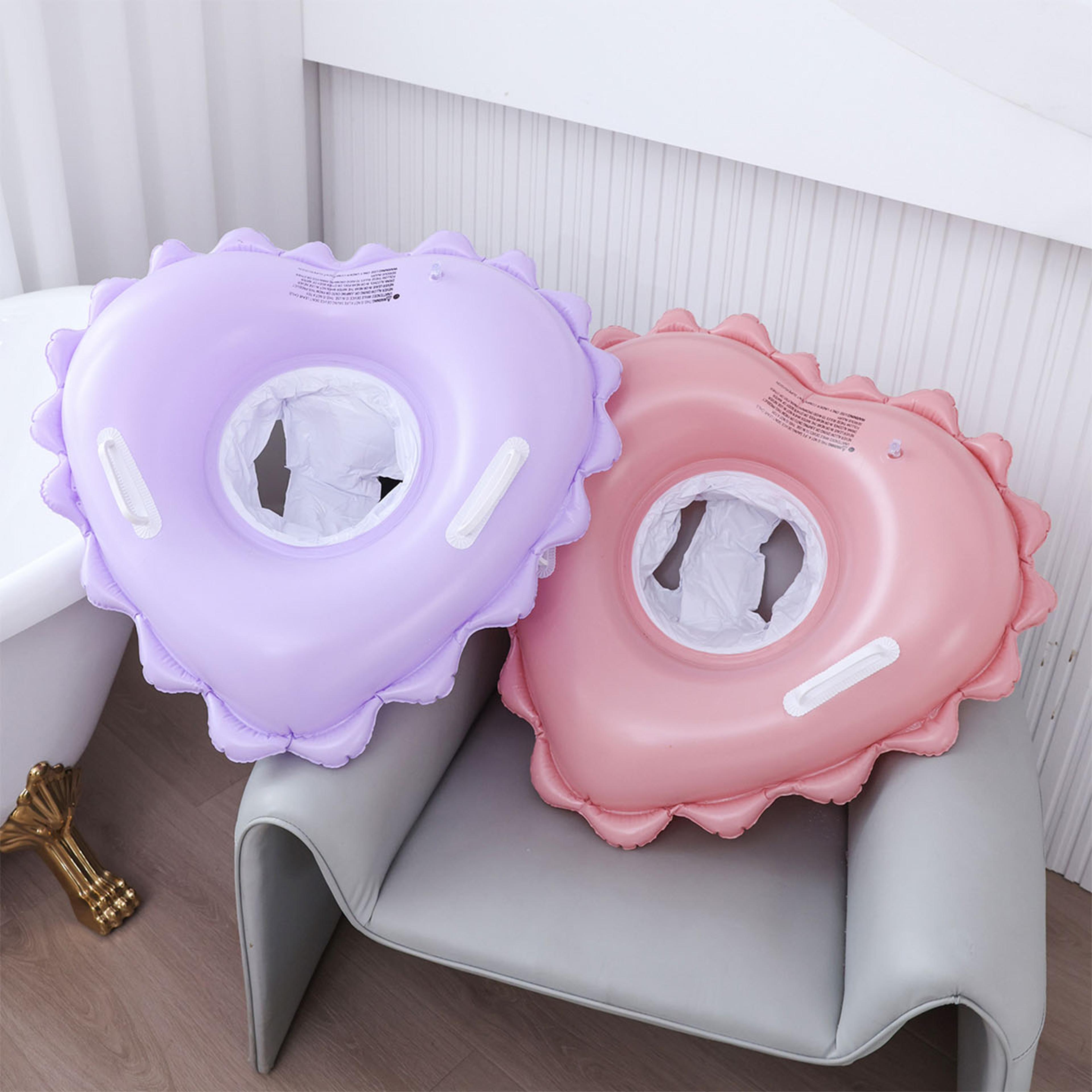 Heart Pool Float With Handles Inflatable Pool Float Ring With Cute Ruffle Design For Summer Fun 1
