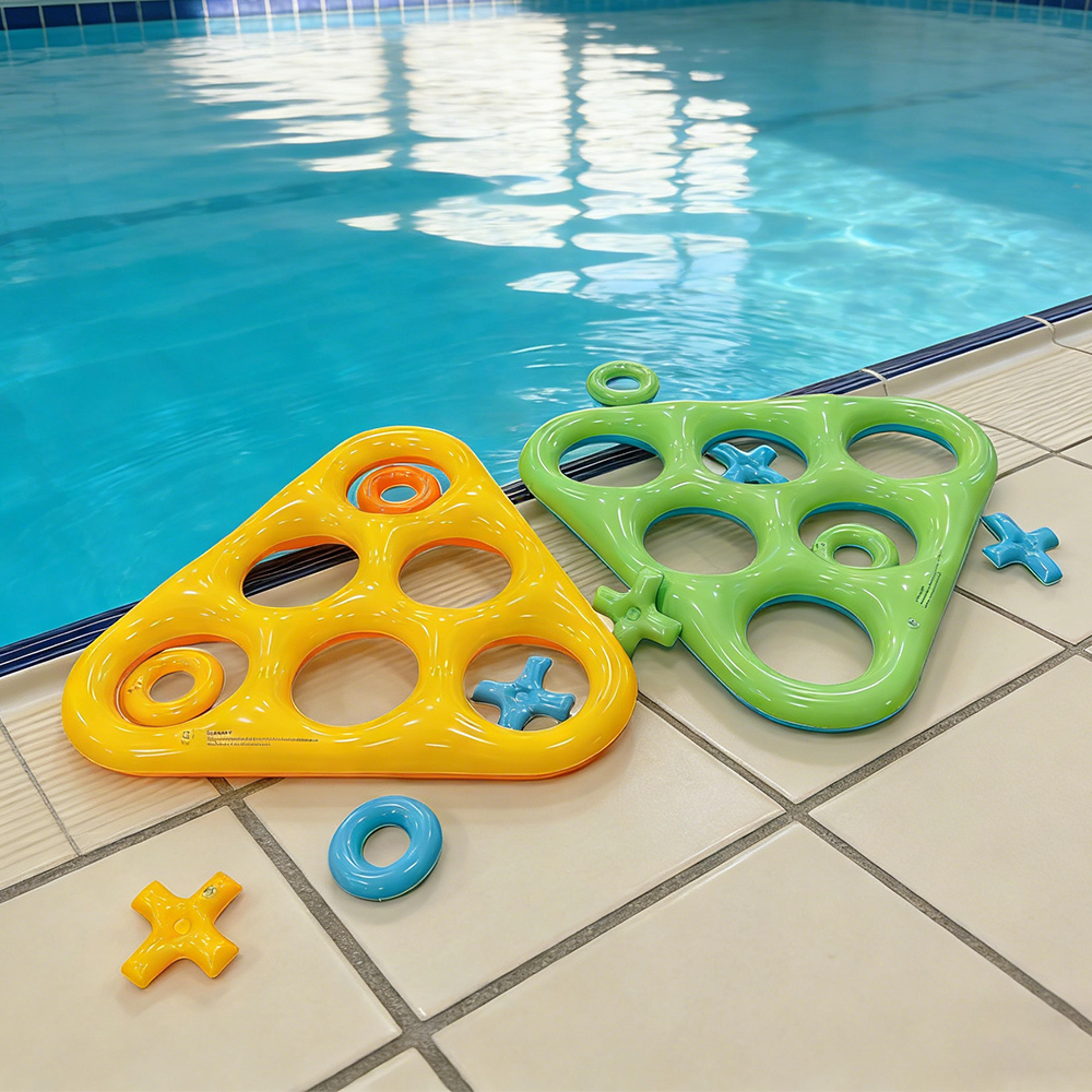Inflatable Pool Game Set Floating Pool Game Tic Tac Toe Water Toss Game For Family Pool Parties 0