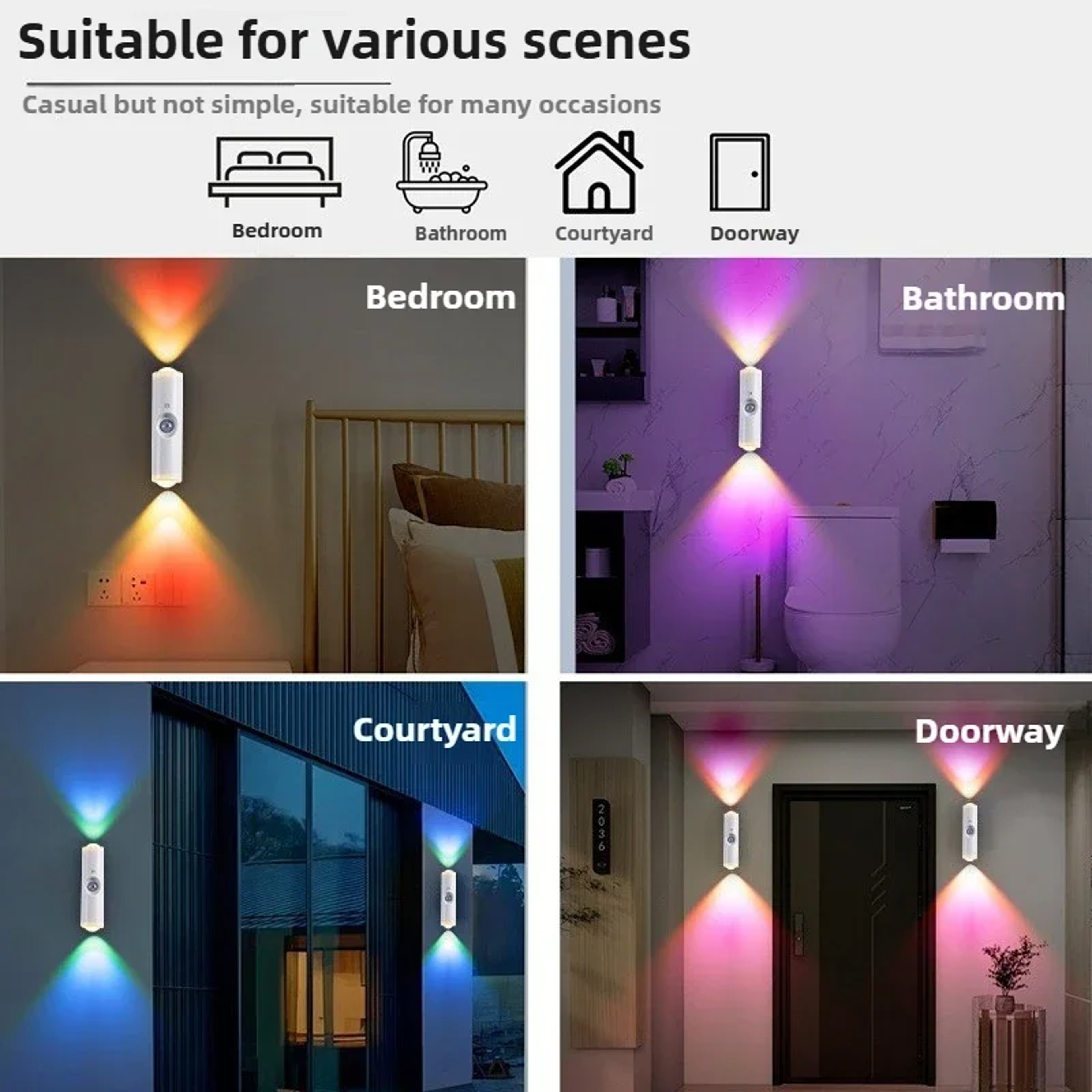 Smart Motion Sensor Night Light Rechargeable RGB Wall Light With Magnetic Mount For Bedroom Closet  2