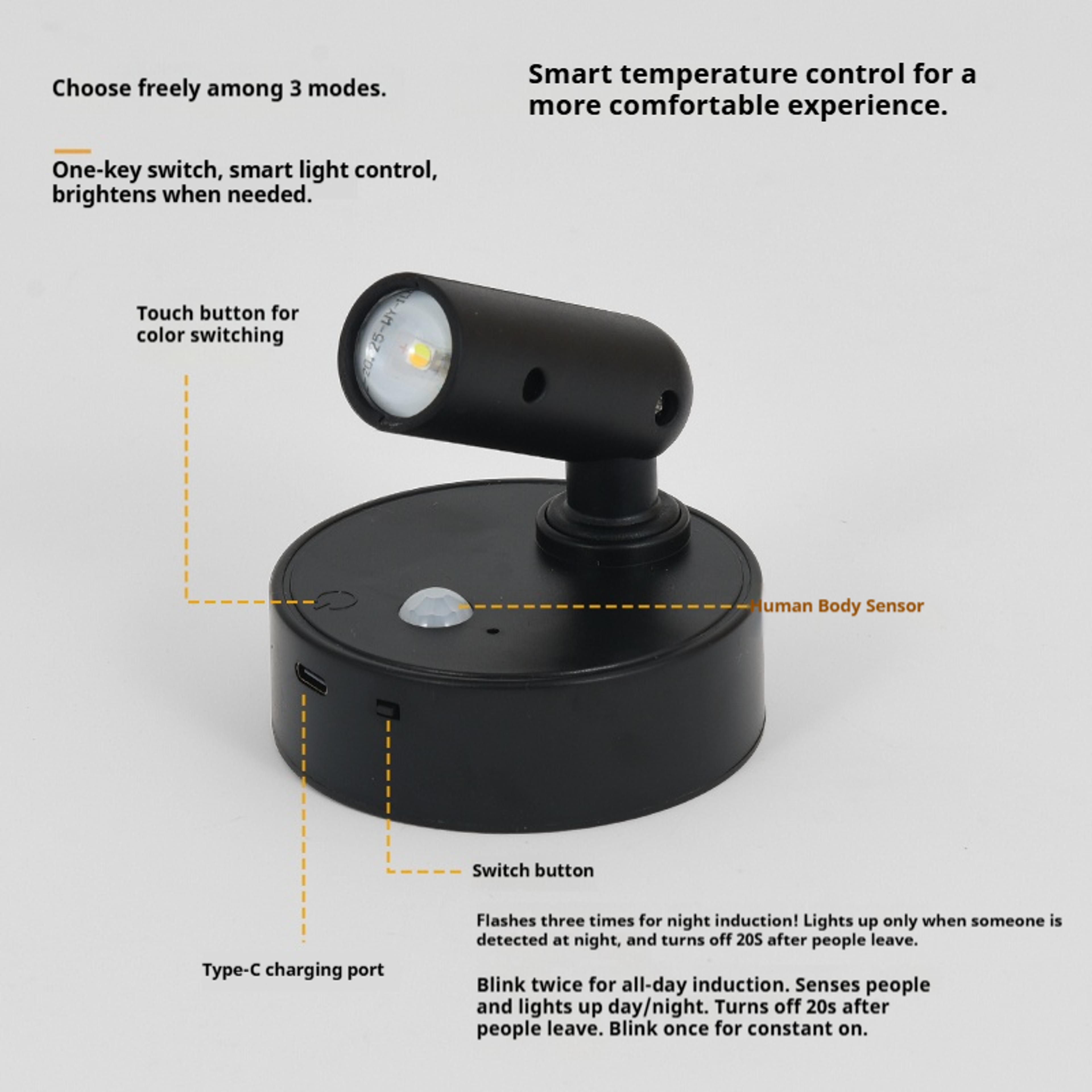 Magnetic Wall Light Rechargeable Wall Lamp With Touch Control  Dimmable Reading Spotlight 1