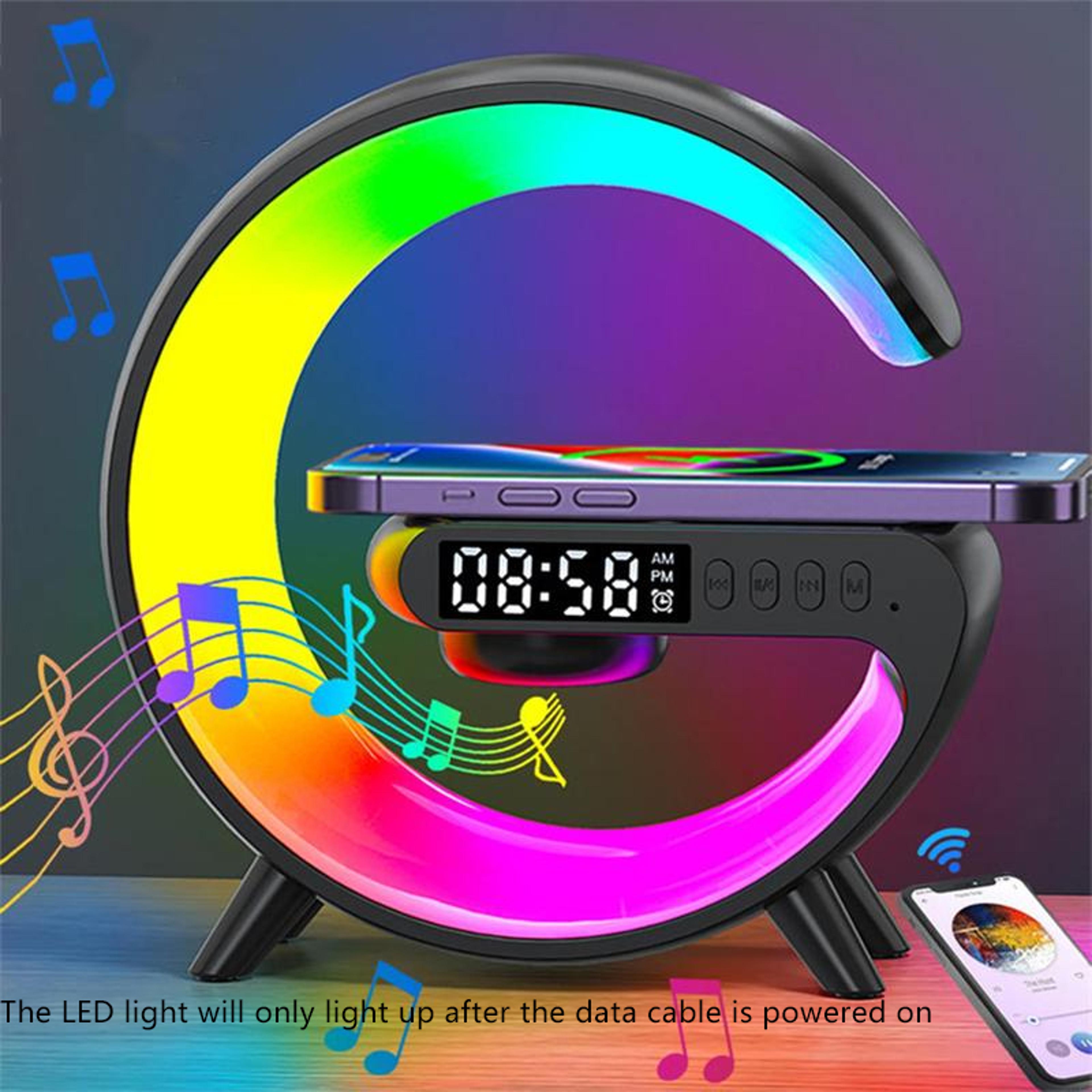 Smart Wireless Charging Station With RGB Night Light Bluetooth Speaker  Alarm Clock 0