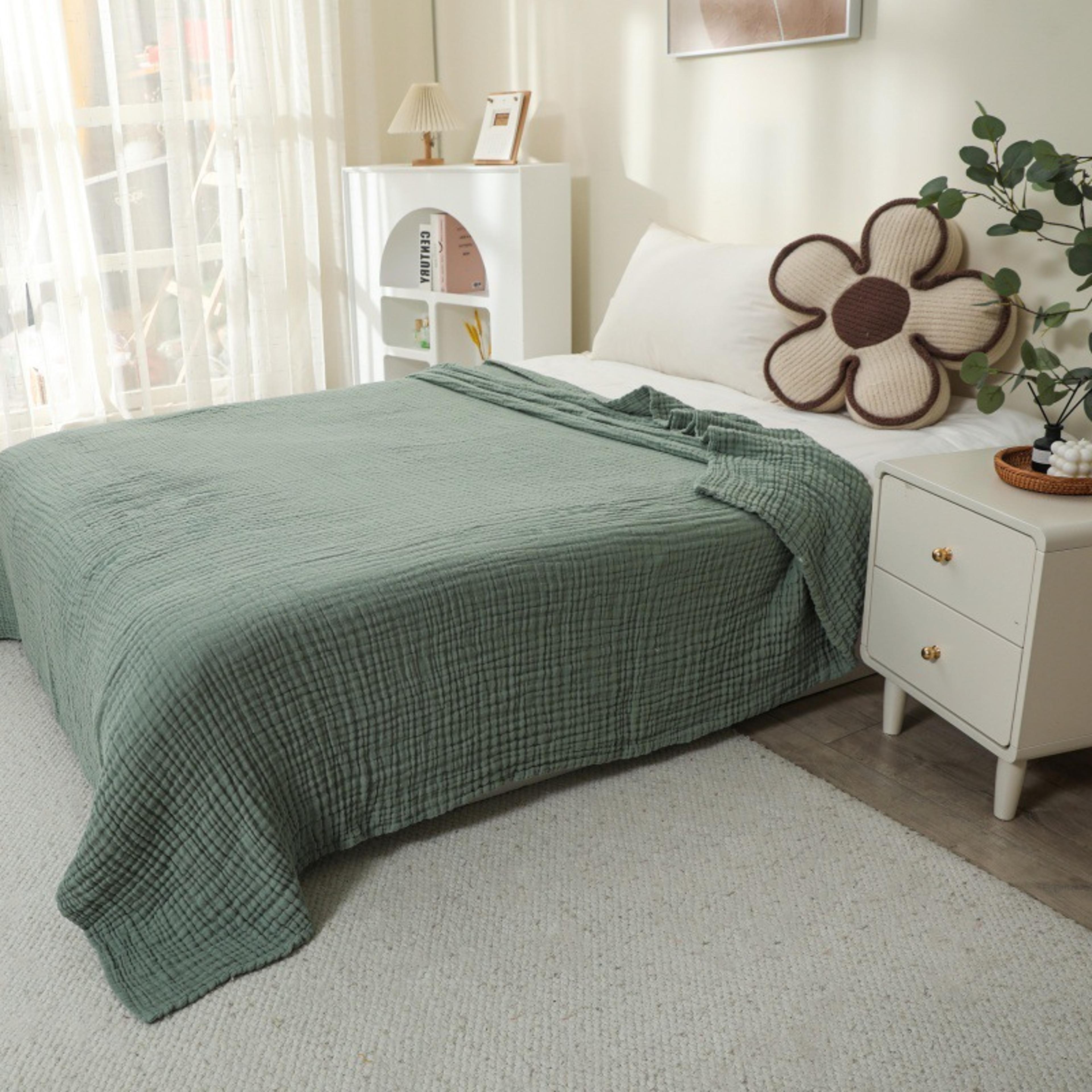 Cotton Muslin Blanket Cotton Breathable Throw Blanket For Bed Couch  All Season Comfort 4