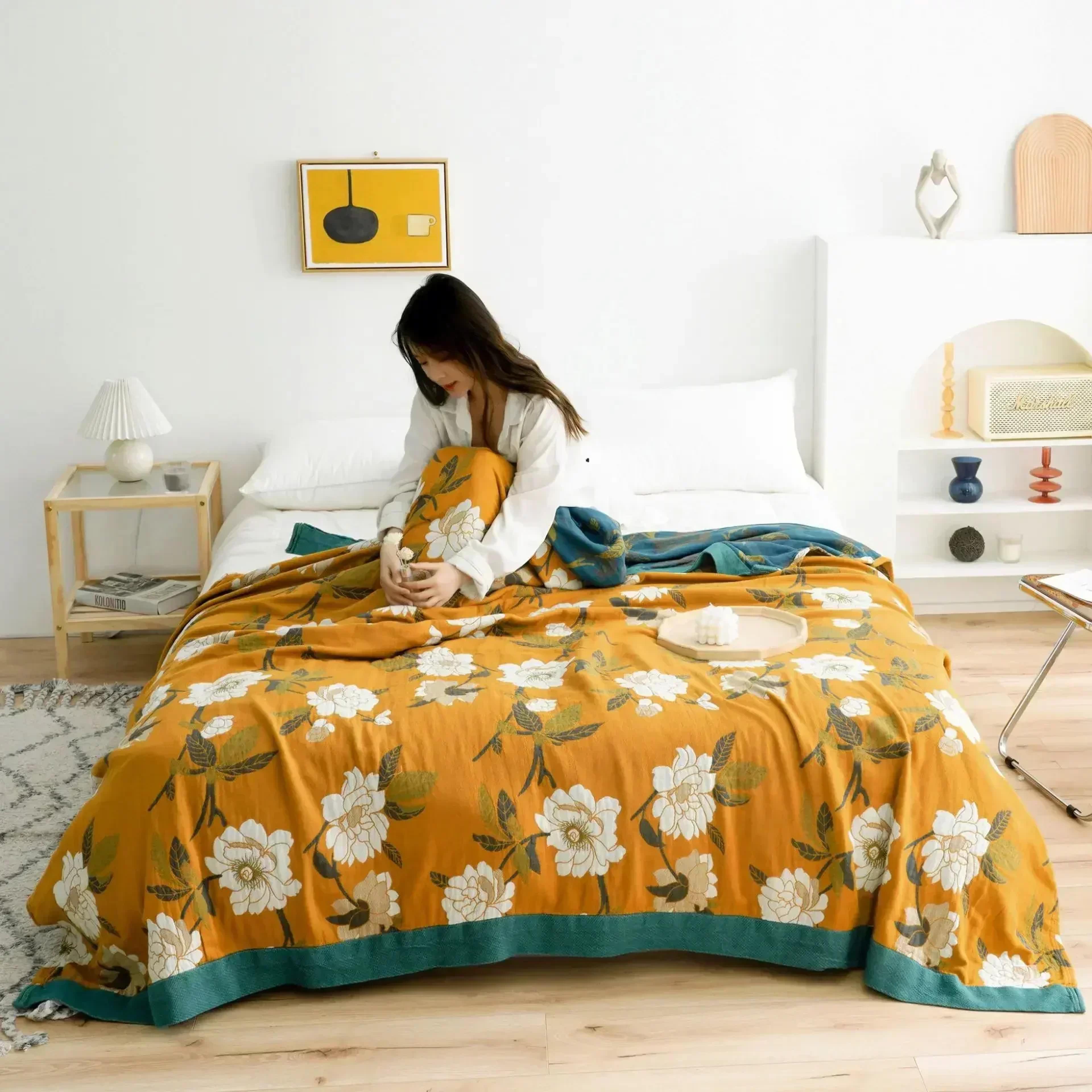 Nordic Cotton Gauze Throw Blanket Soft Boho Sofa  Bedspread For All Season Comfort 2
