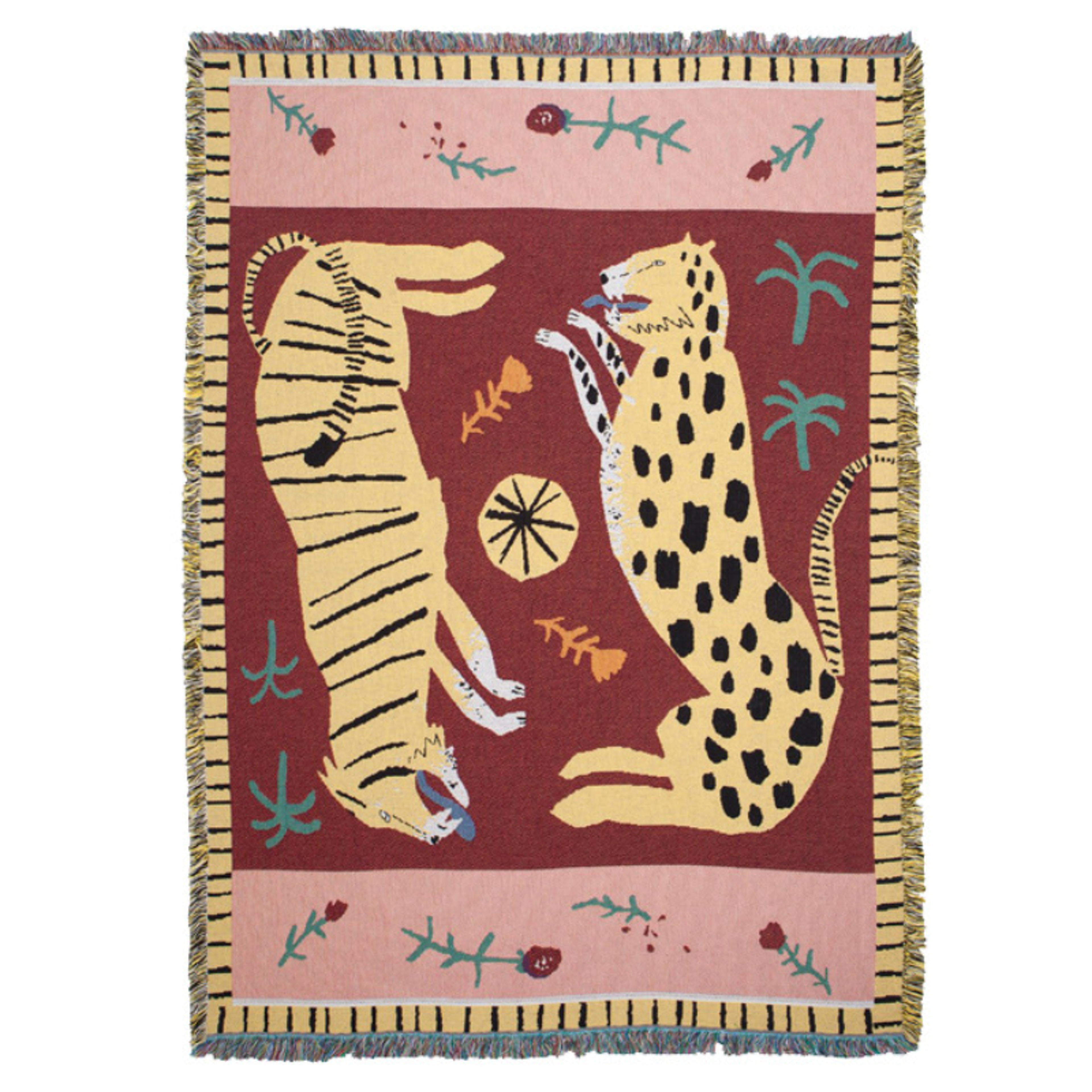 Boho Leopard Tiger Jacquard Throw Blanket With Fringe Woven Safari Animal Print Home Decor 4