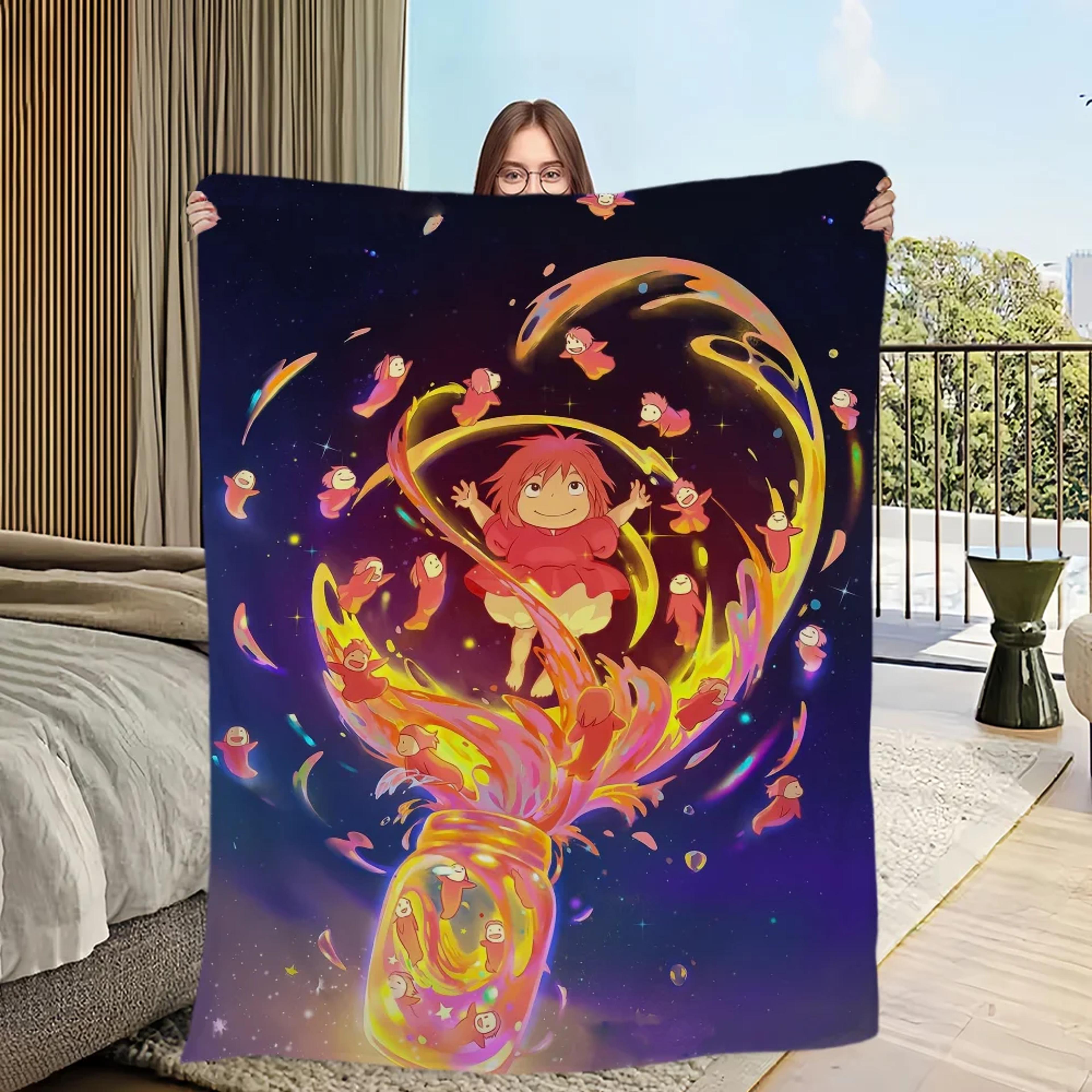 Ponyo Flannel Throw Blanket Soft Plush Fleece Anime Throw For Sofa Bed  Travel 0