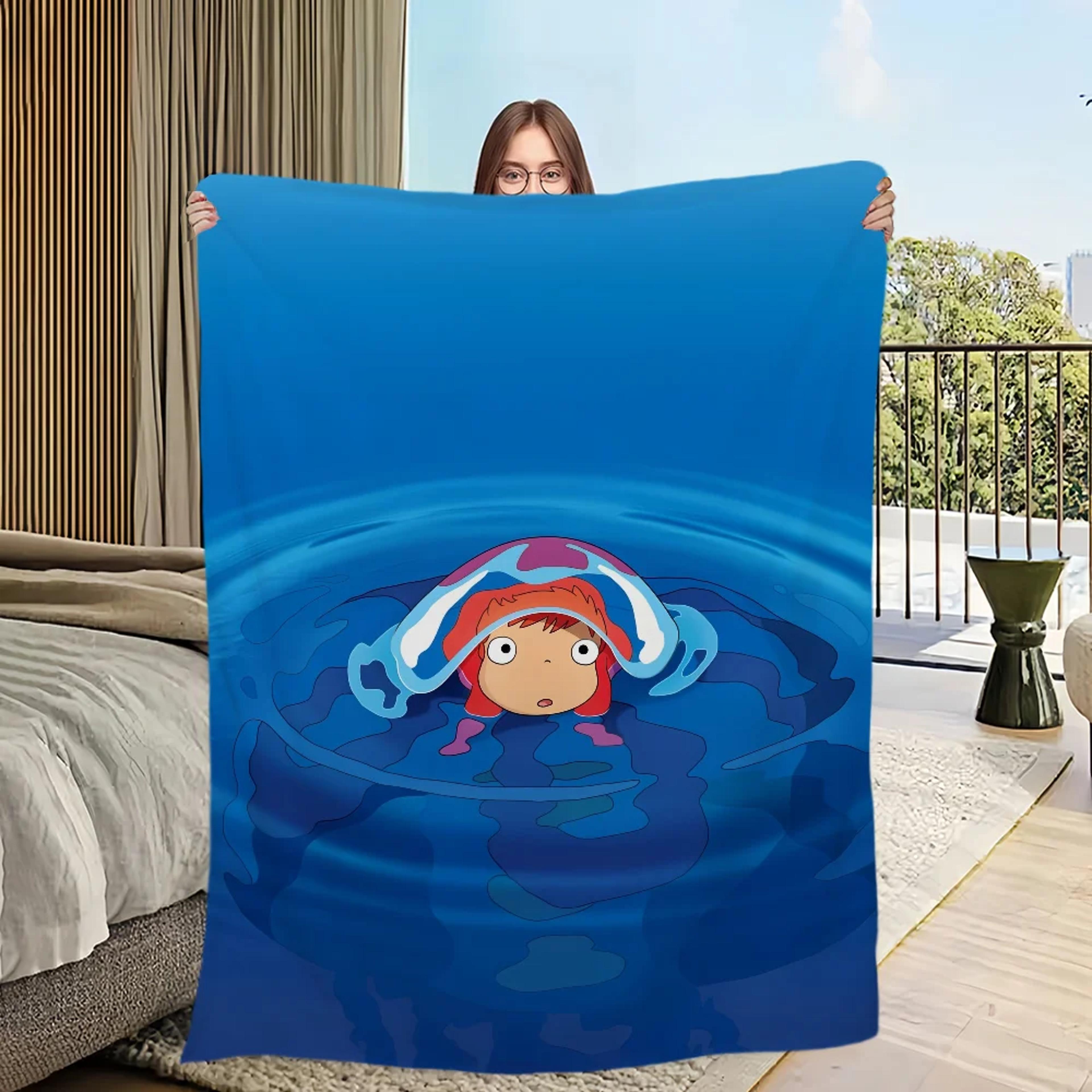 Ponyo Flannel Throw Blanket Soft Plush Fleece Anime Throw For Sofa Bed  Travel 3
