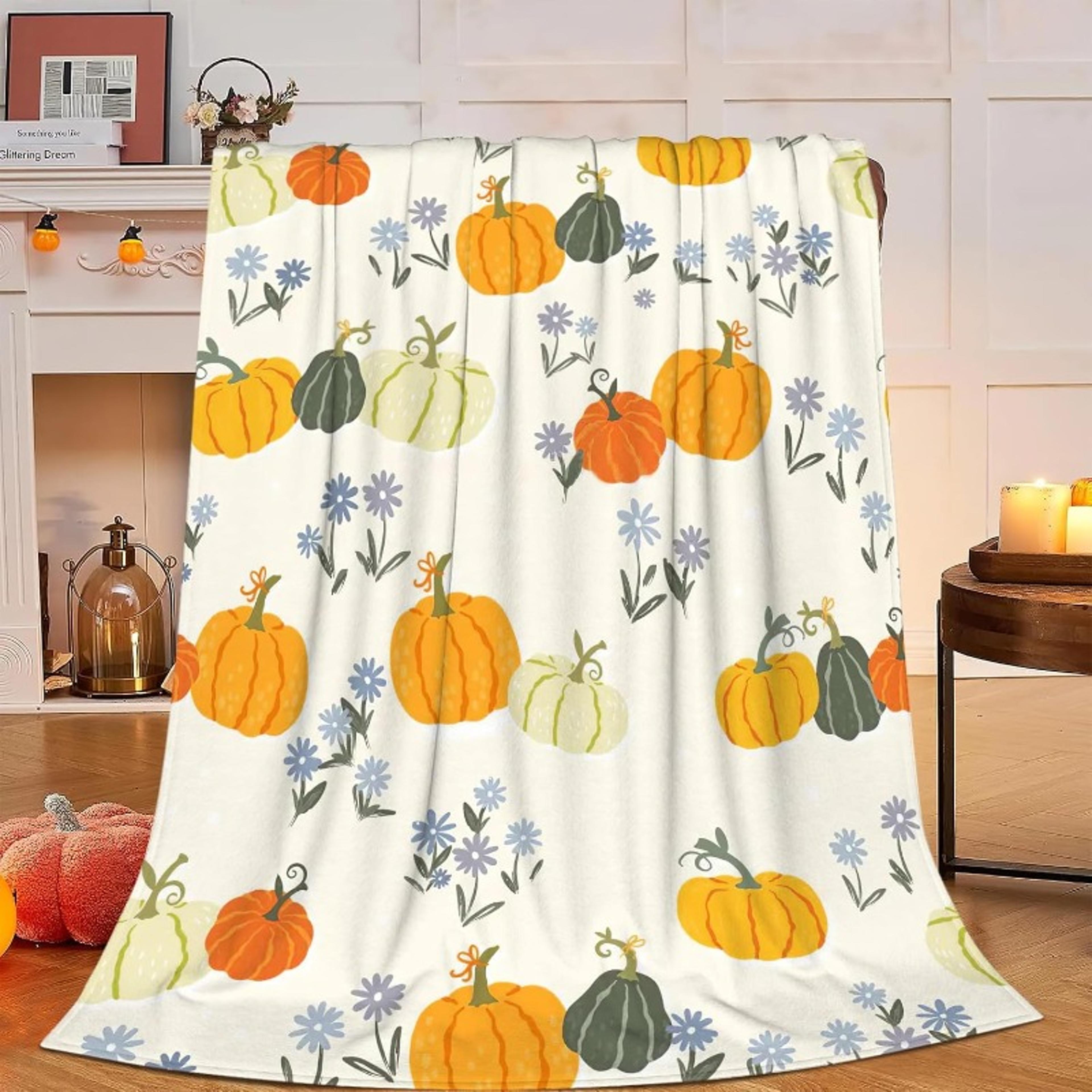 Cozy Fall Throw Blanket Soft Pumpkin Throw Blanket For Halloween  Autumn Home Decor 5