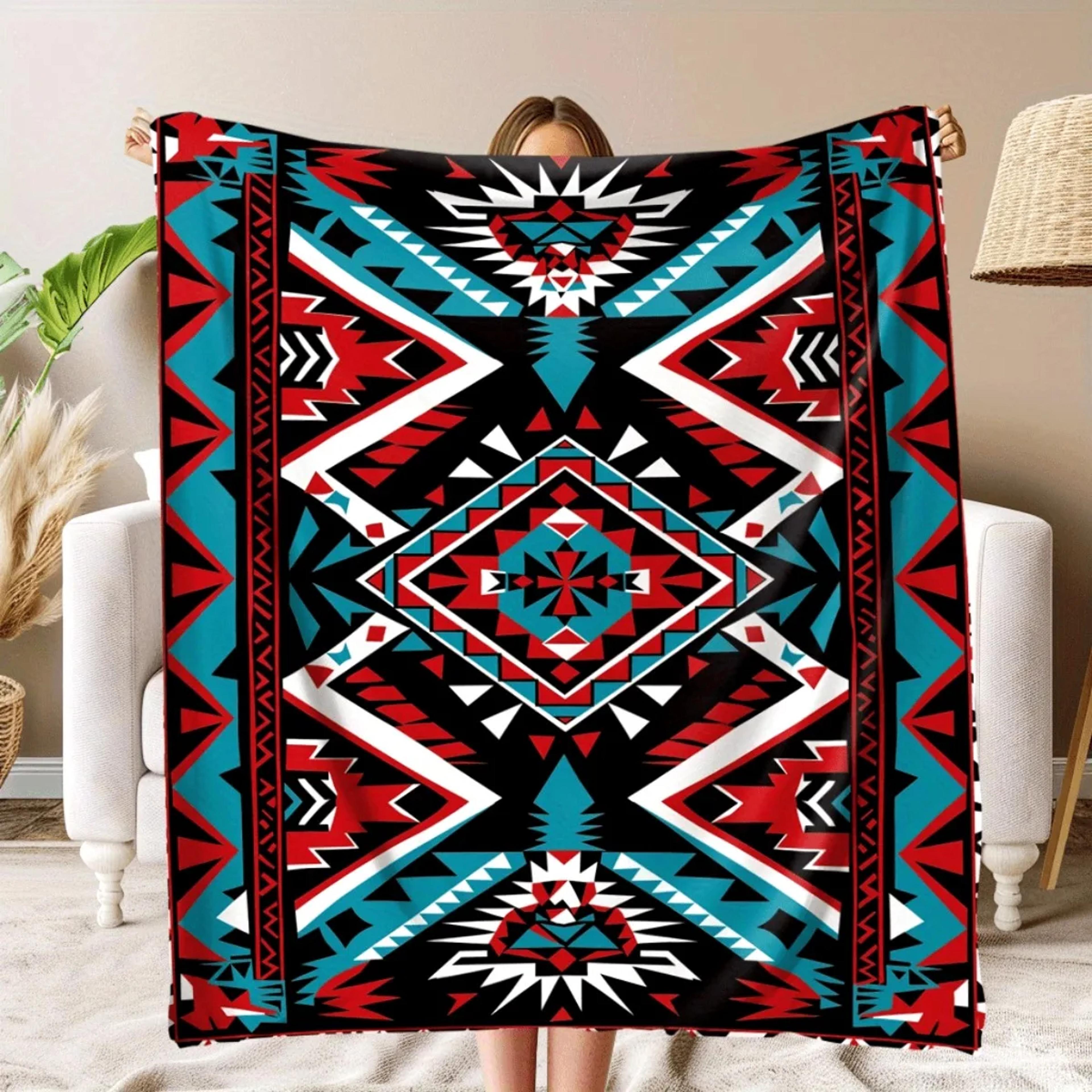 Aztec Throw Blanket Boho Flannel Geometric Fleece Sofa  Camping Blanket 1