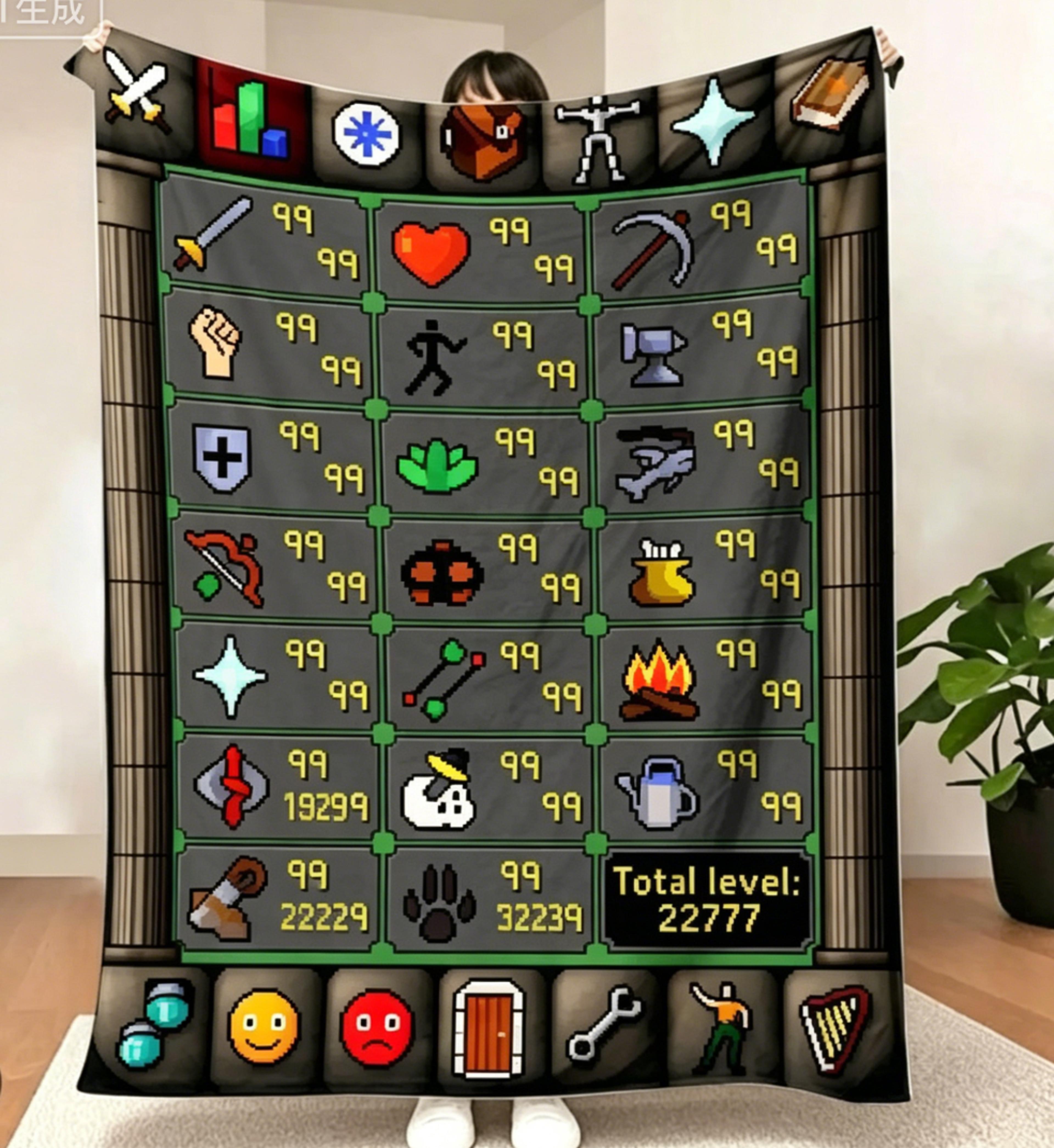 Old School RuneScape Maxed Blanket Soft Gaming Fleece Throw For Sofa Bed  Game Room 10