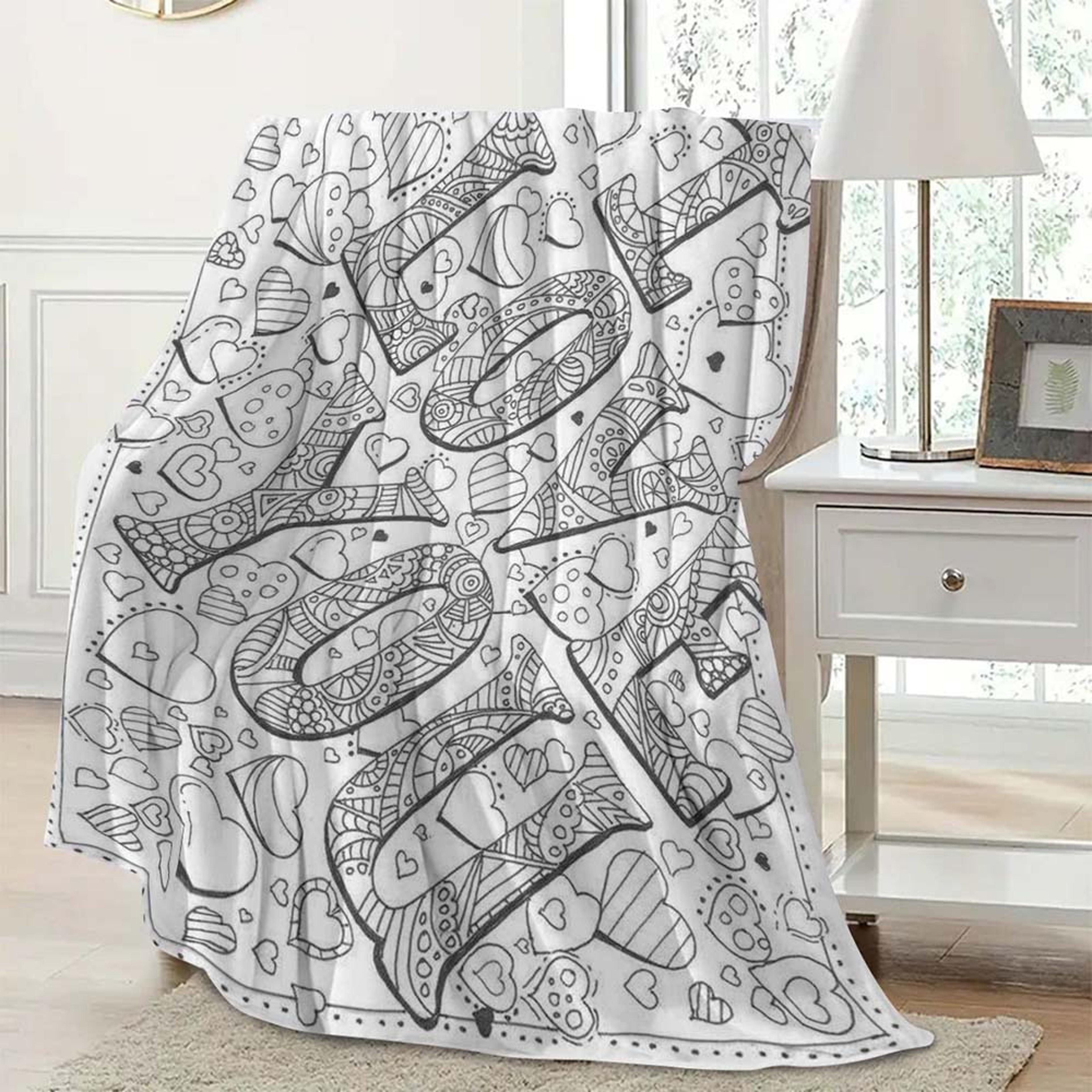 Romantic Flannel Throw Blanket With Love Heart  Eiffel Tower Print For Sofa Bed  Couch 4