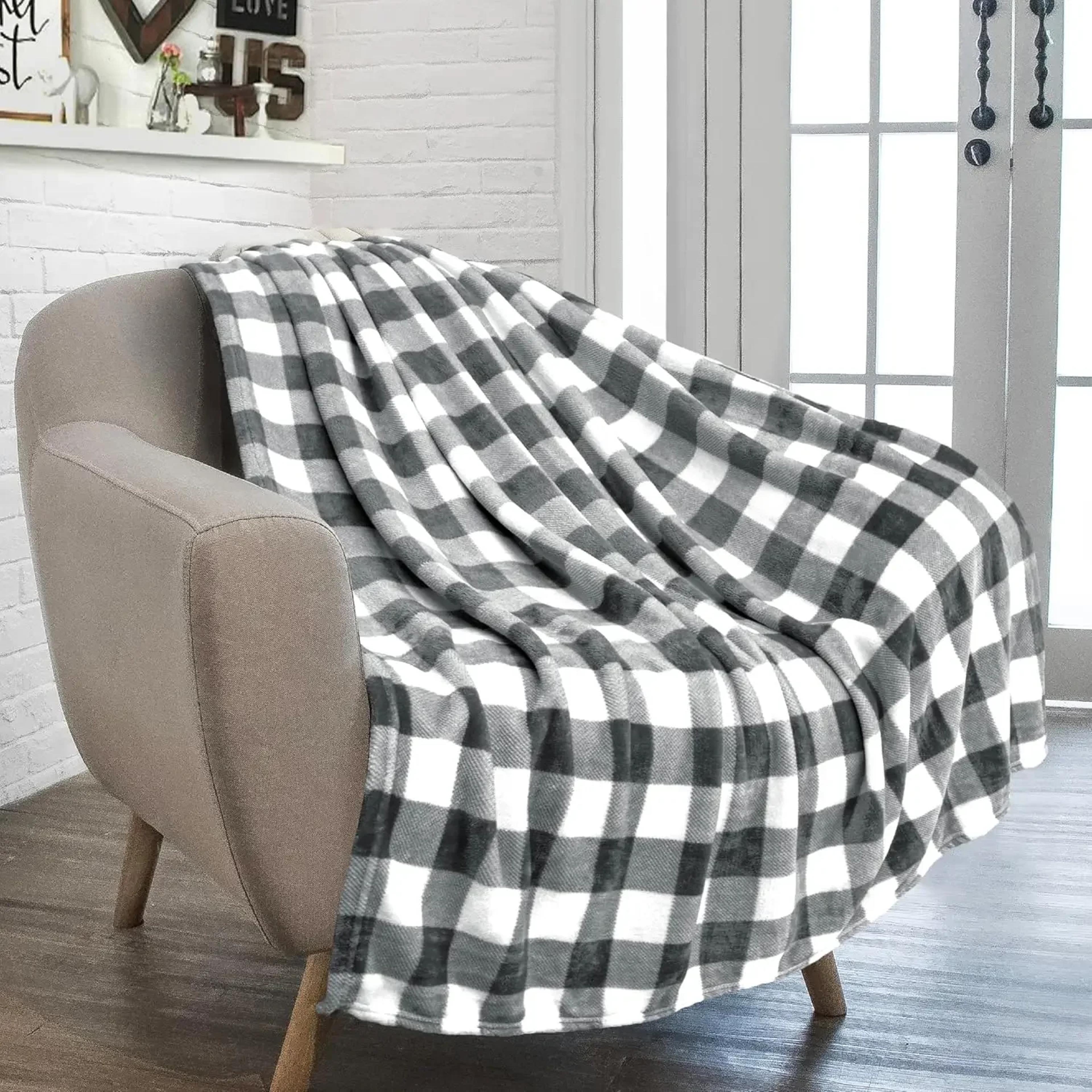Buffalo Plaid Flannel Throw Blanket Soft Warm Plaid Throw Blanket For Couch Bed  Holiday Decor 1