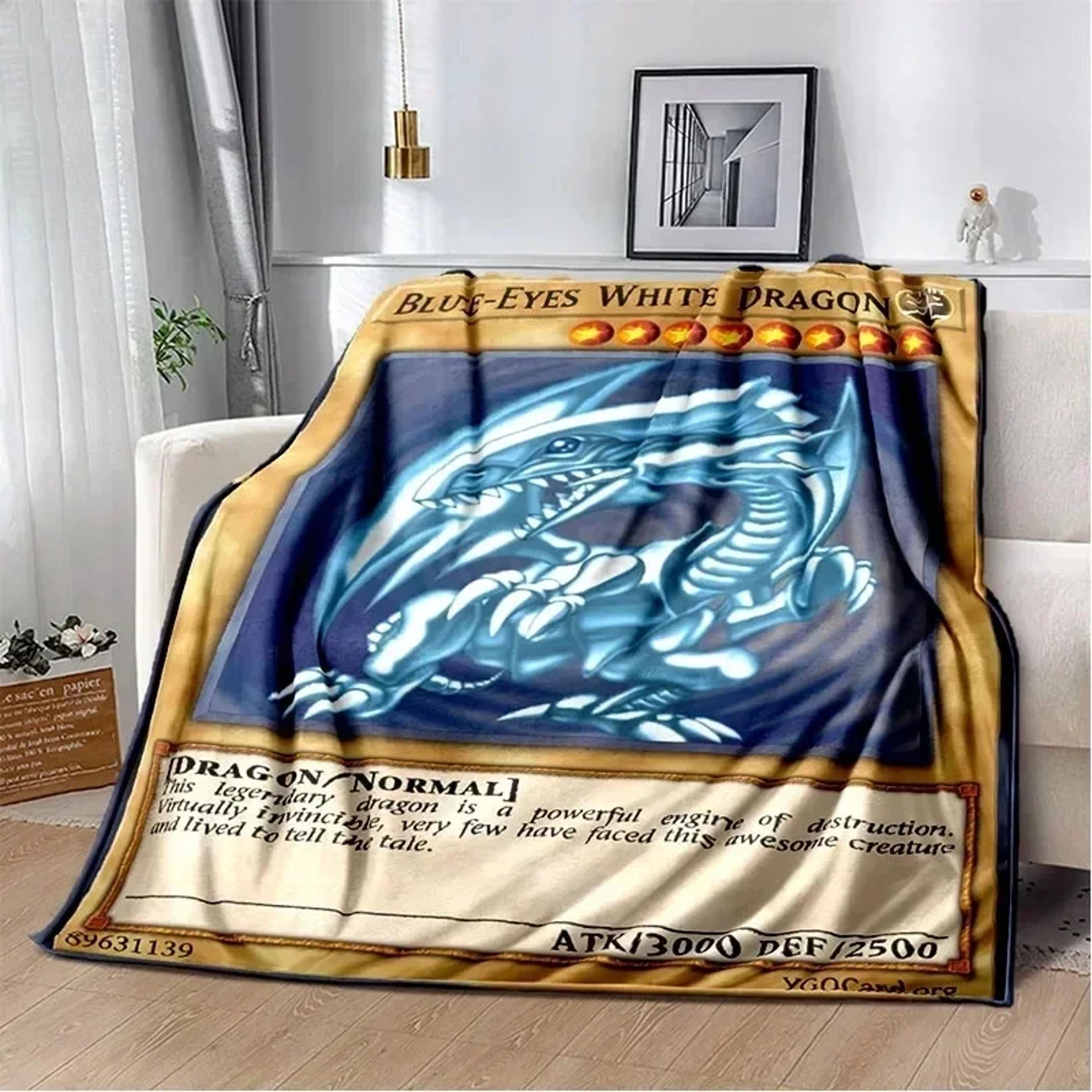 Blanket Blue Eyes White Dragon Soft Plush Anime Throw Blanket For Bed Couch  Gaming Room 1