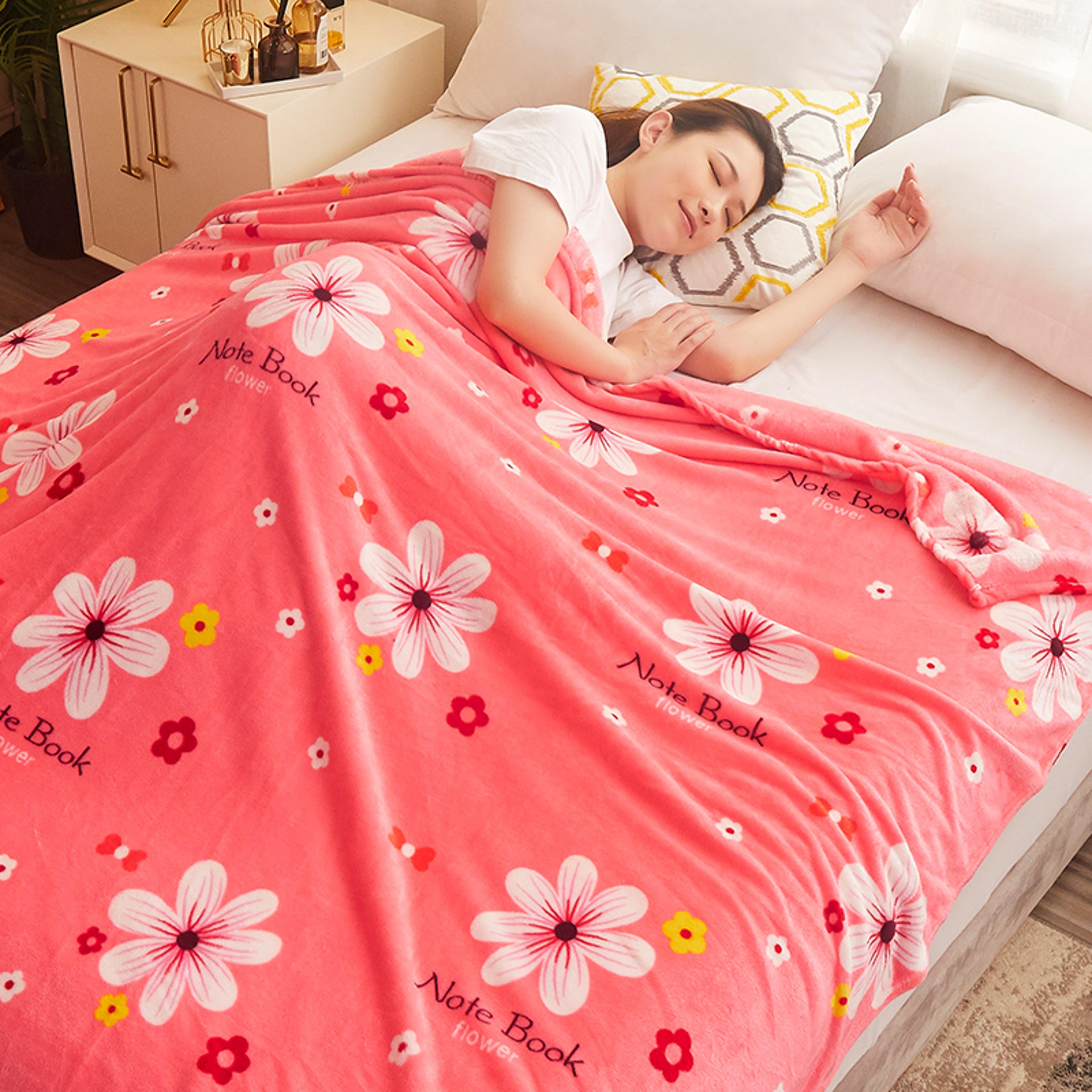 Soft Summer Blanket Floral Coral Fleece Blanket Lightweight Flannel Bed Throw For All Bed Sizes 4