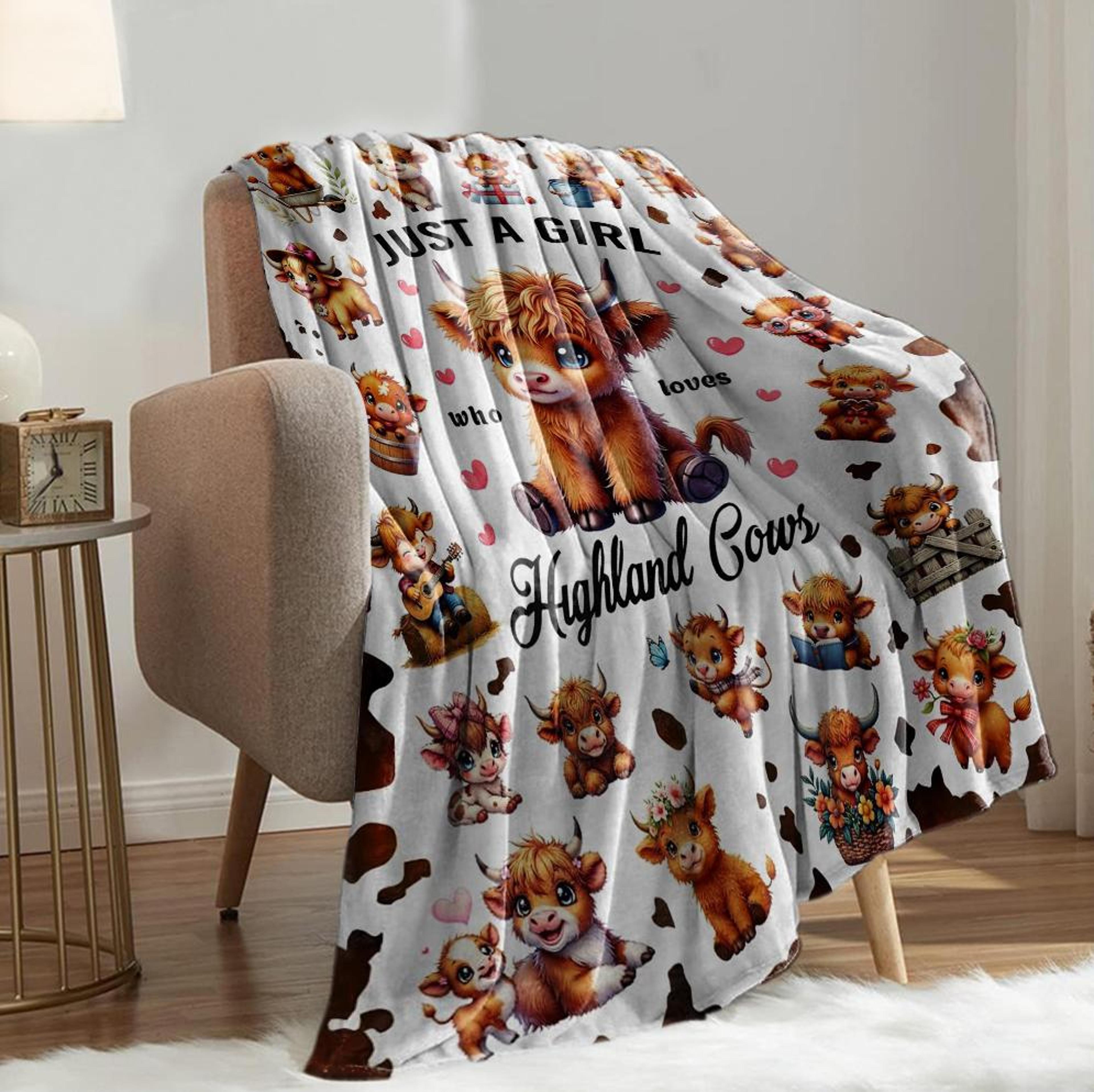 Cute Highland Cow Blanket Soft Flannel Throw Blanket For Couch Bed  Cozy Home Decor 2