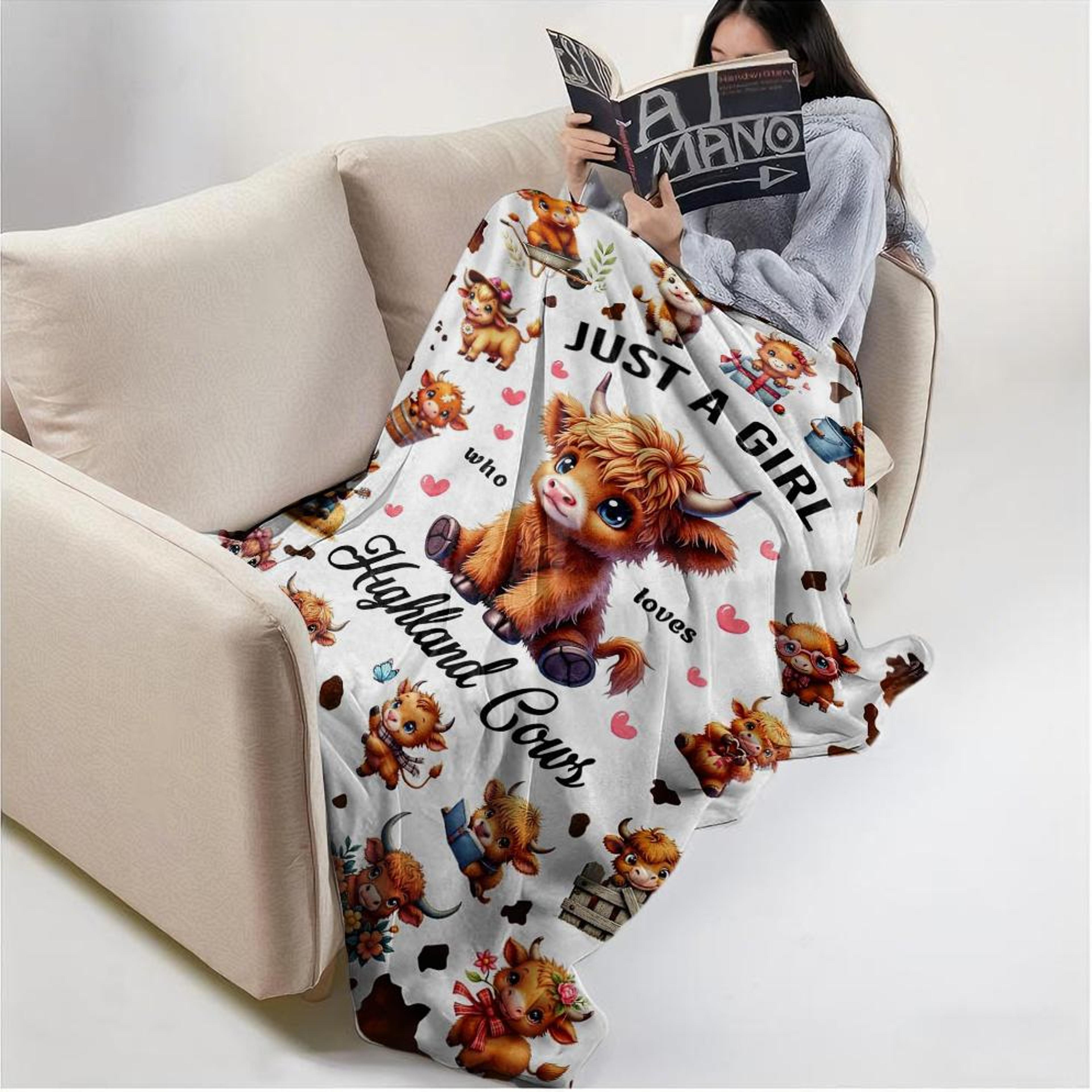 Cute Highland Cow Blanket Soft Flannel Throw Blanket For Couch Bed  Cozy Home Decor 3